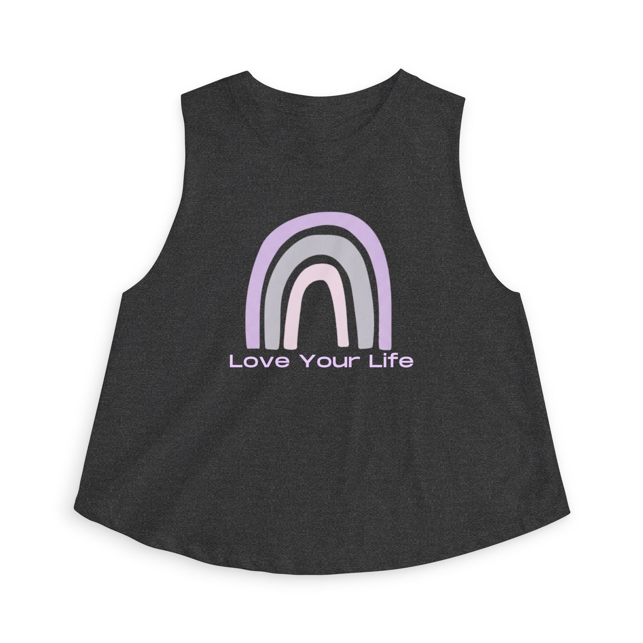 Love Your Life Rainbow Crop Top — Pastel Motivational Women's Tank