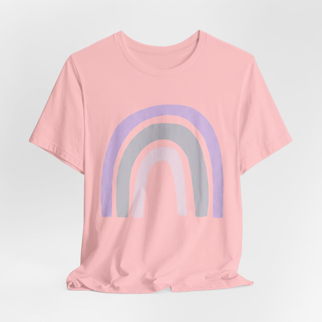Pastel Rainbow Tee — Minimal Lavender & Blush Graphic T-Shirt