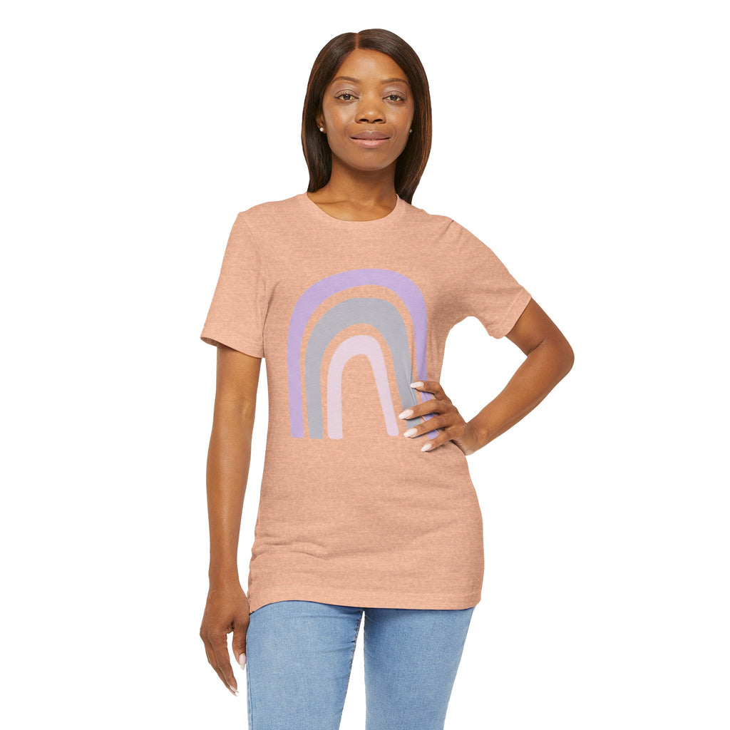 Pastel Rainbow Tee — Minimal Lavender & Blush Graphic T-Shirt