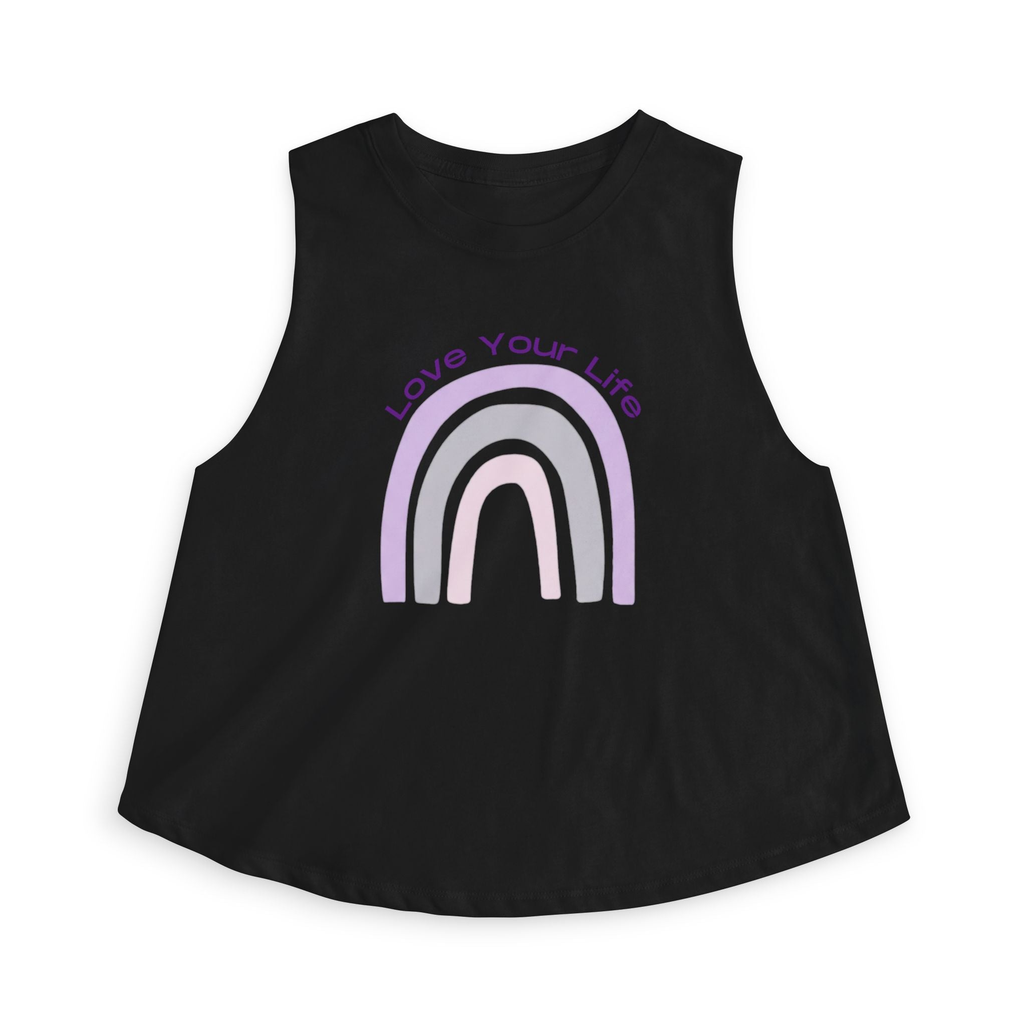 Love Your Life Rainbow Crop Top — Positive Message Women's Tank