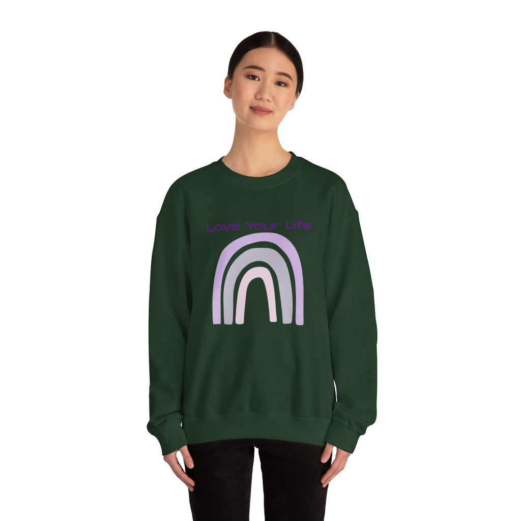 Crewneck Sweatshirt — "Love Your Life" Pastel Rainbow Casual Pullover