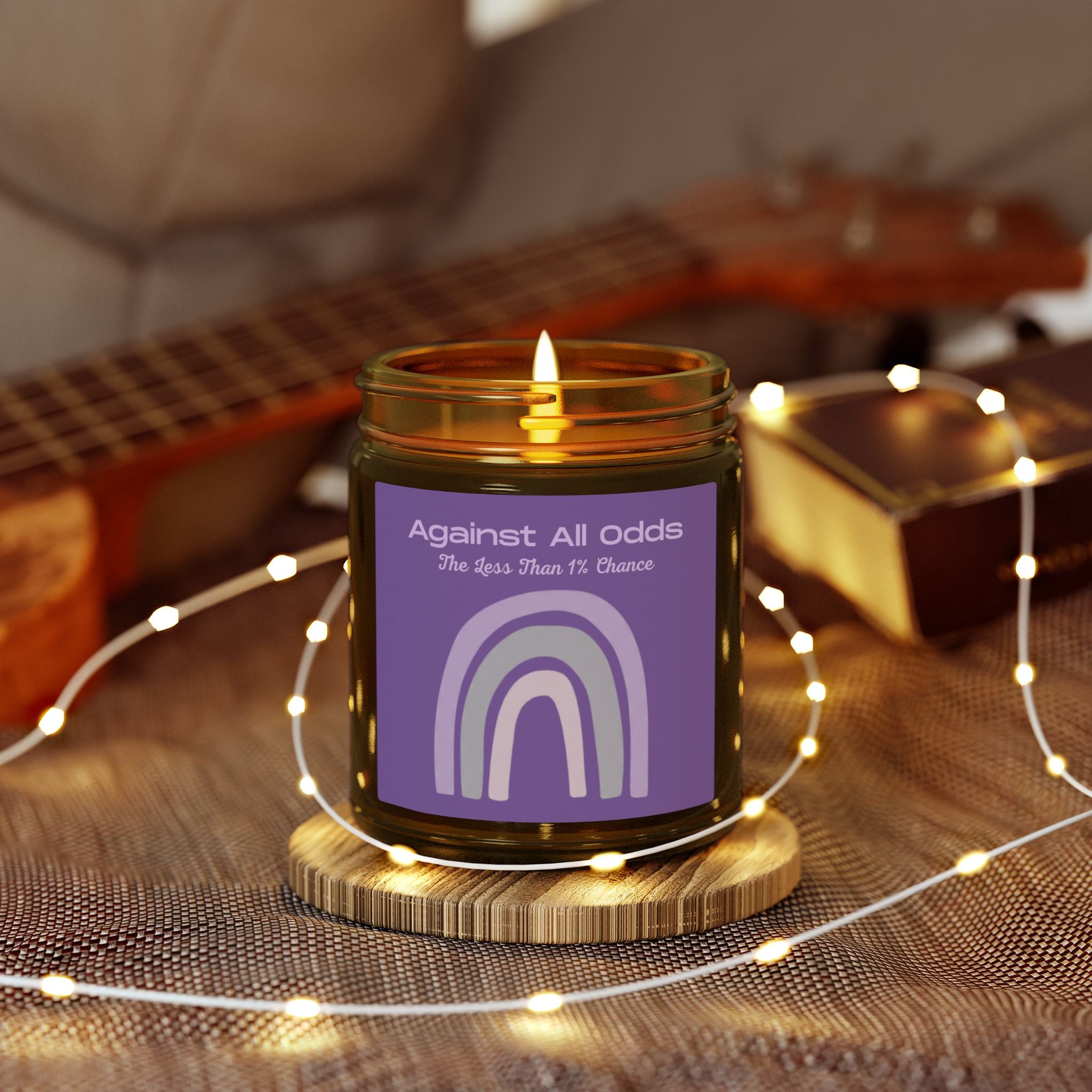Scented Candle — Coconut Apricot Wax “Against All Odds” Purple Rainbow (4oz/9oz)