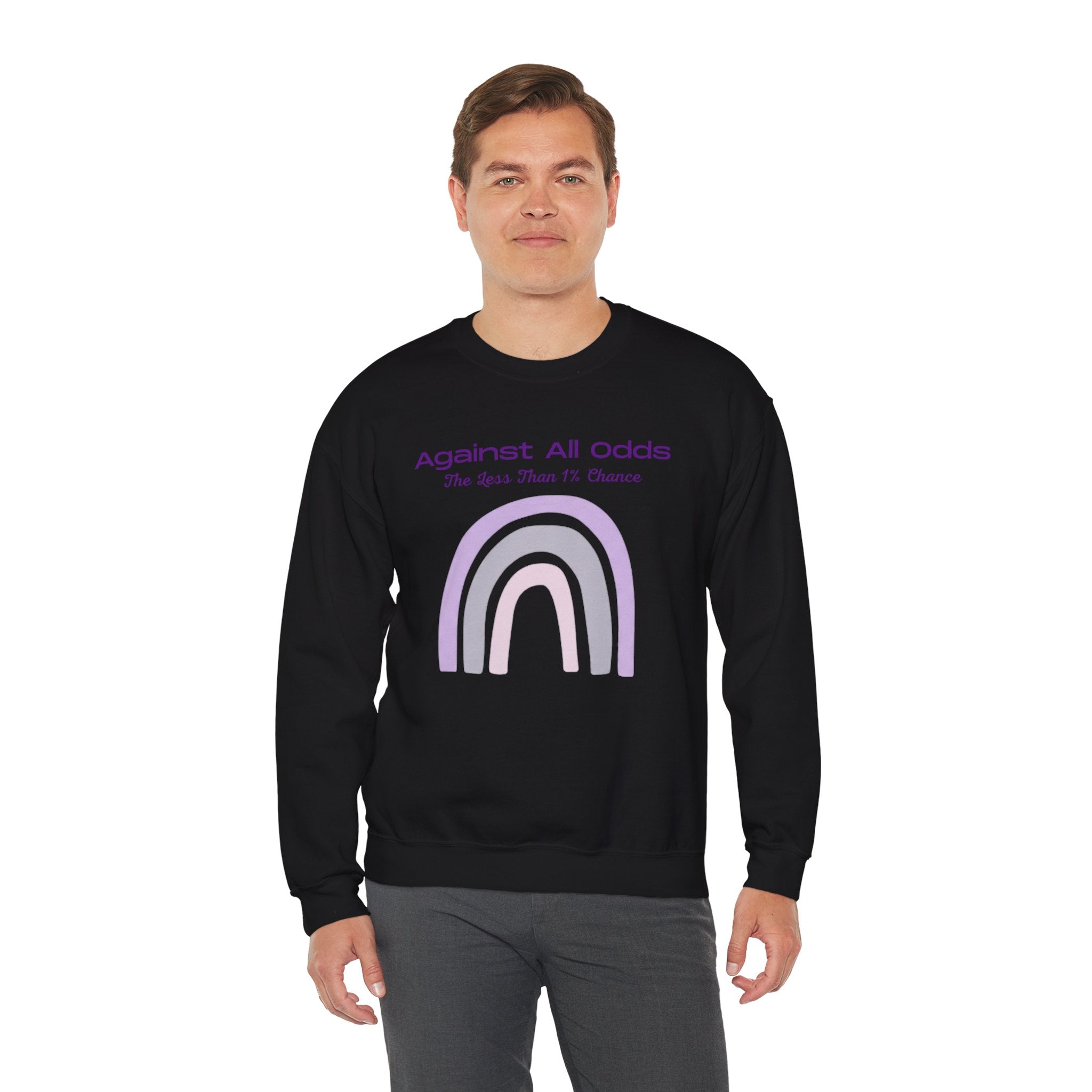 Crewneck Sweatshirt — "Against All Odds" Pastel Rainbow Inspirational Pullover