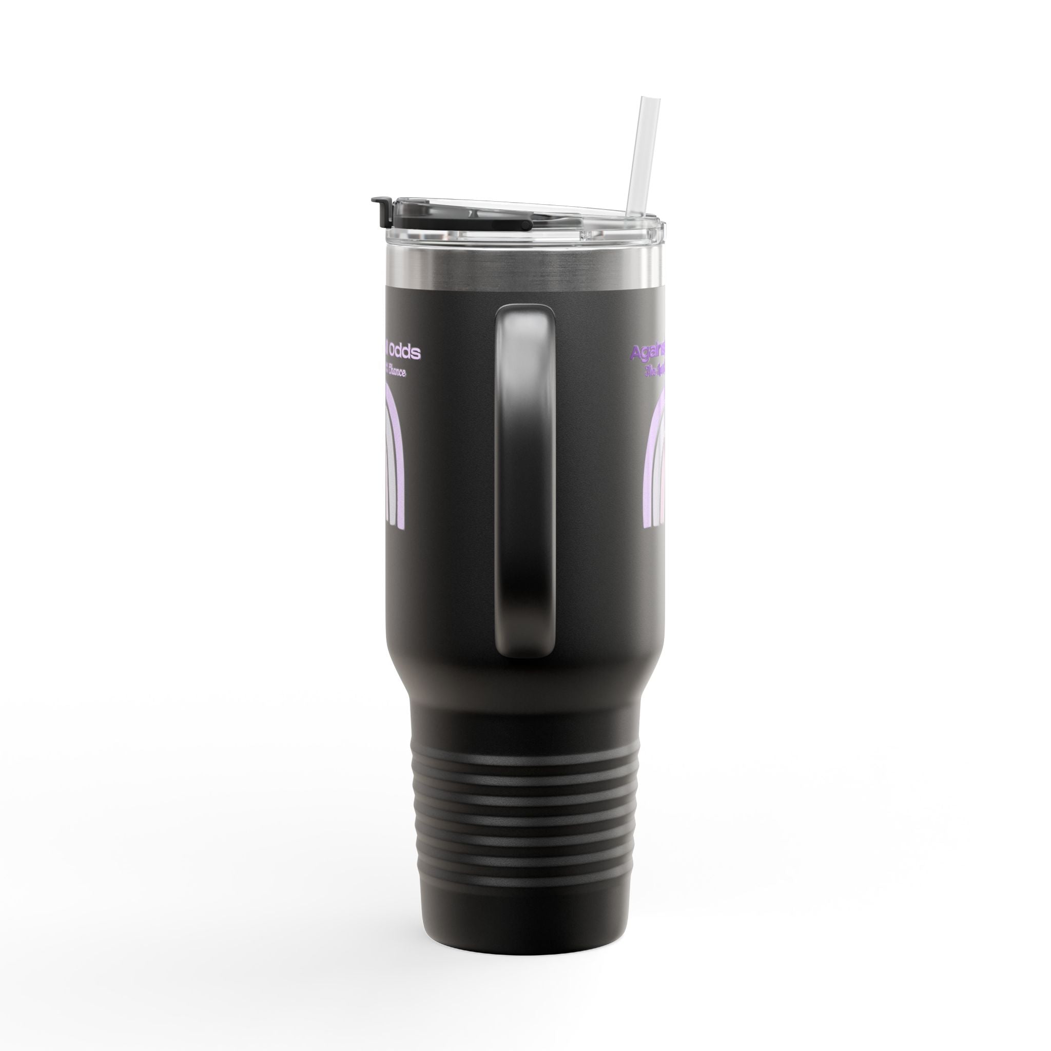 40oz Insulated Travel Mug — Pastel Rainbow "Against All Odds: The Less Than 1% Chance" Design