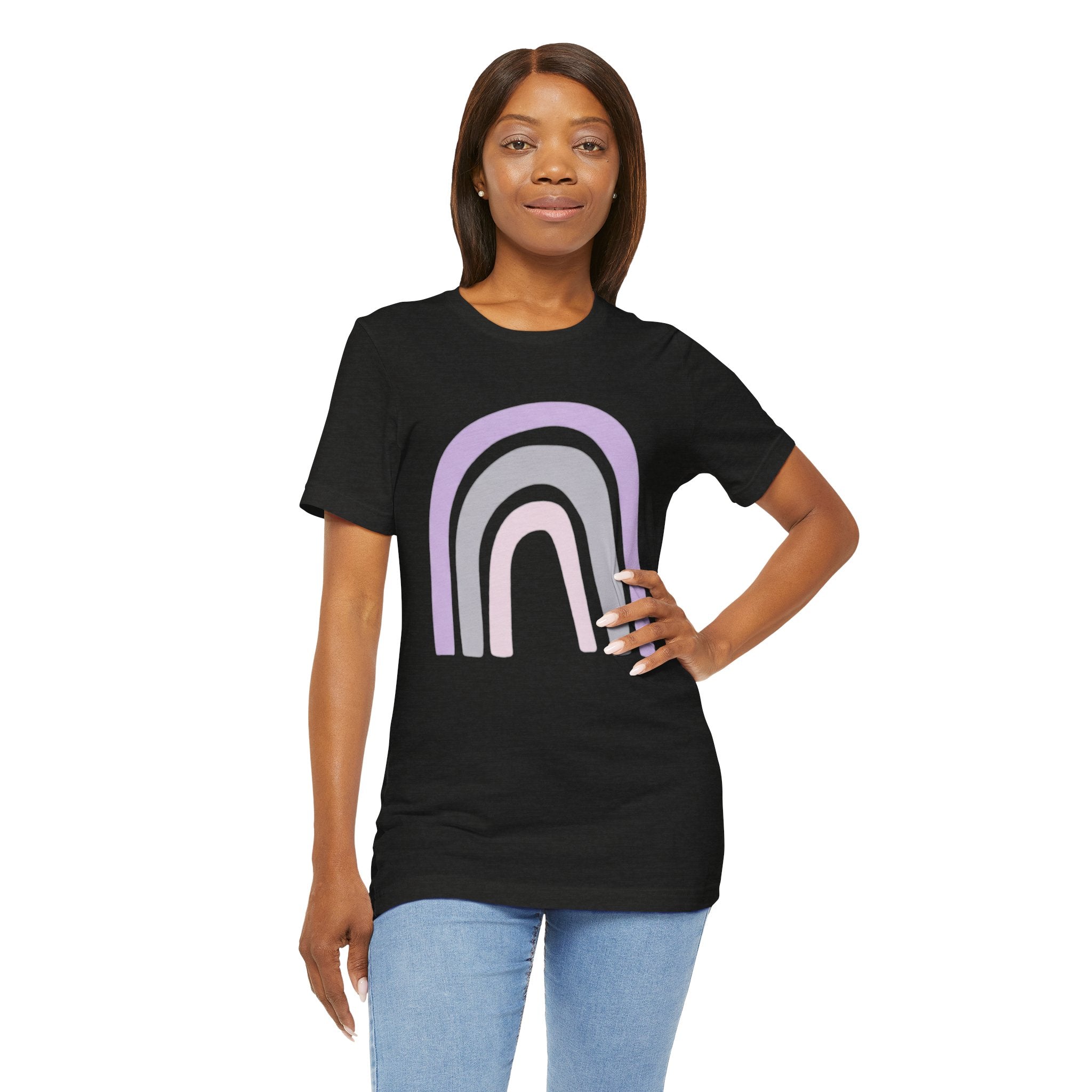 Pastel Rainbow Tee — Minimal Lavender & Blush Graphic T-Shirt