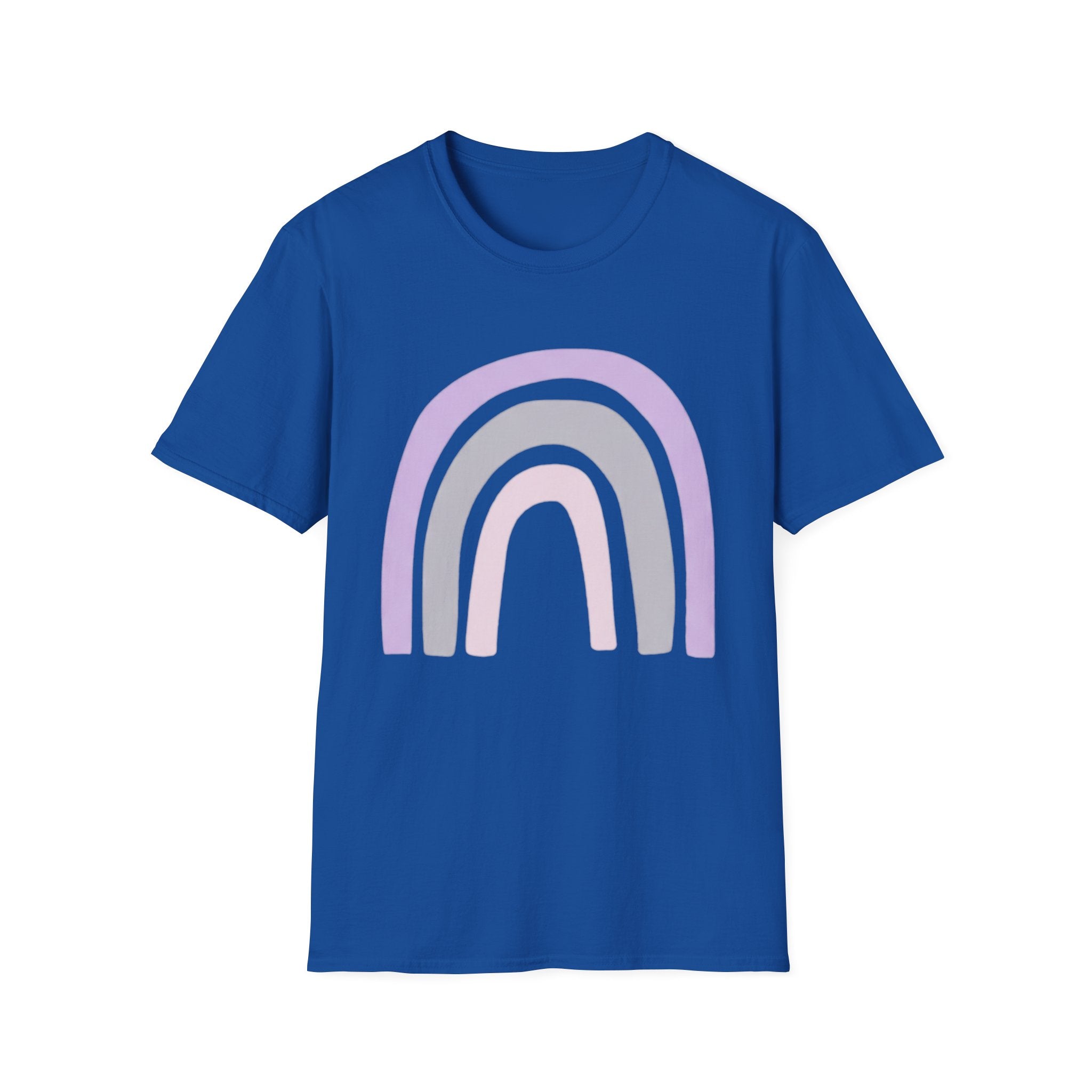 Pastel Rainbow T-Shirt — Minimal Lavender & Grey Rainbow Tee