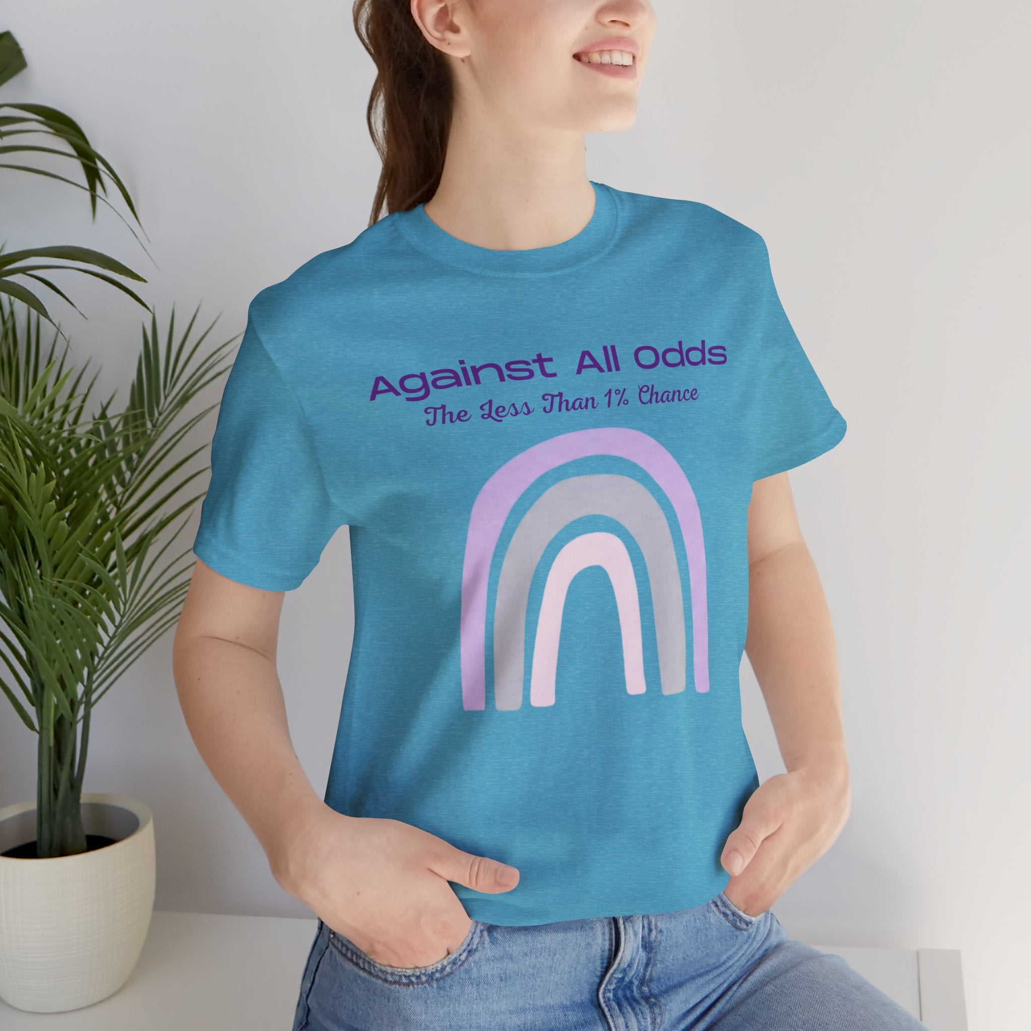 Against All Odds Rainbow Tee – Inspirational Pastel Graphic Shirt