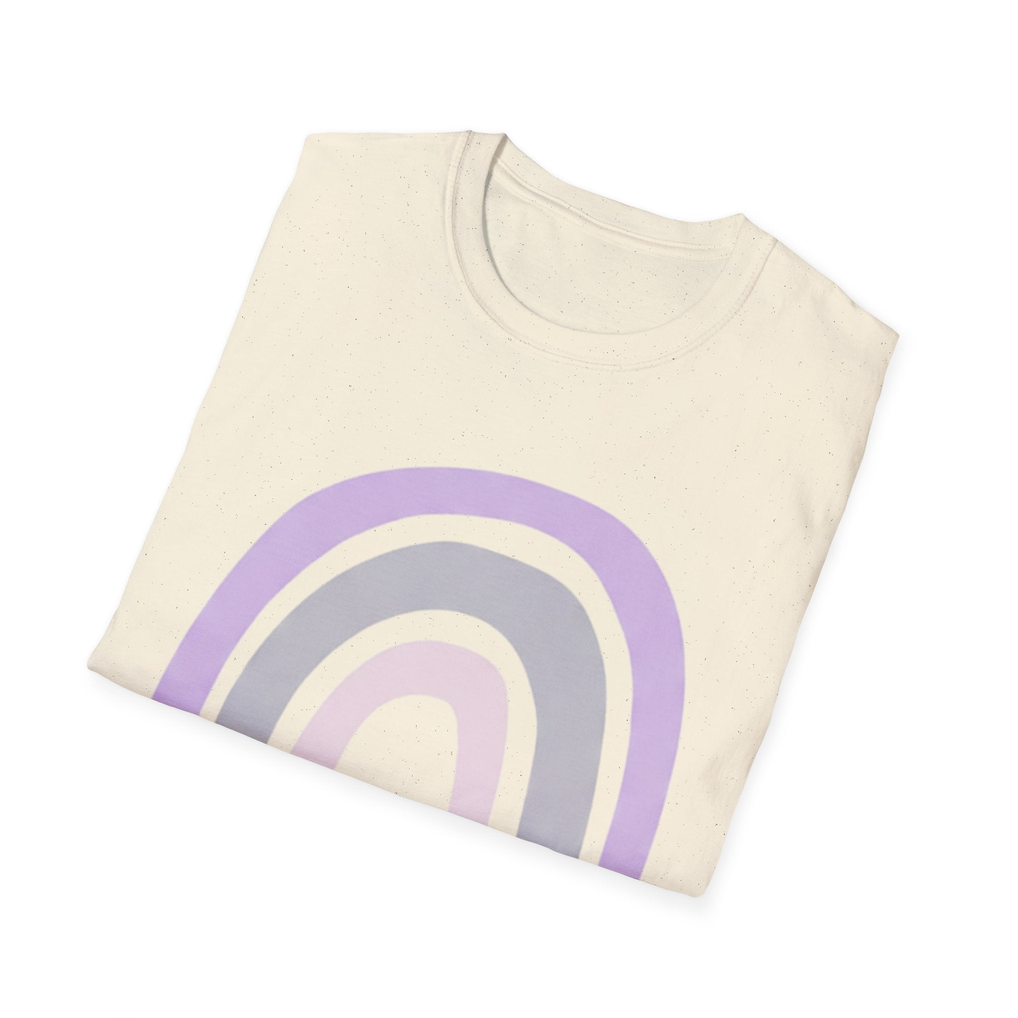 Pastel Rainbow T-Shirt — Minimal Lavender & Grey Rainbow Tee