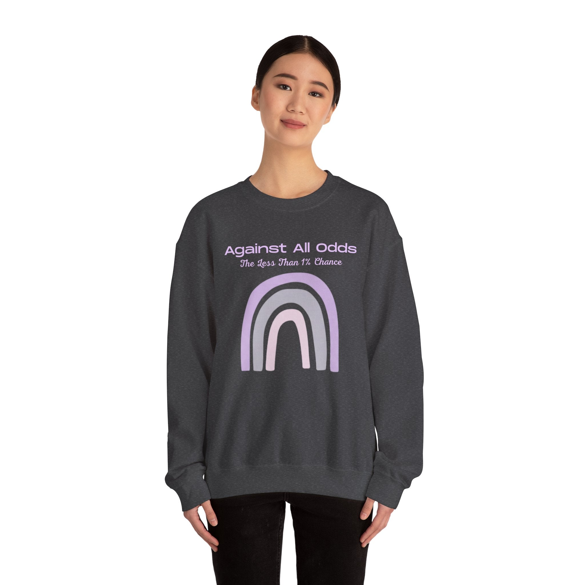 Crewneck Sweatshirt — Pastel Rainbow “Against All Odds” Inspirational Pullover