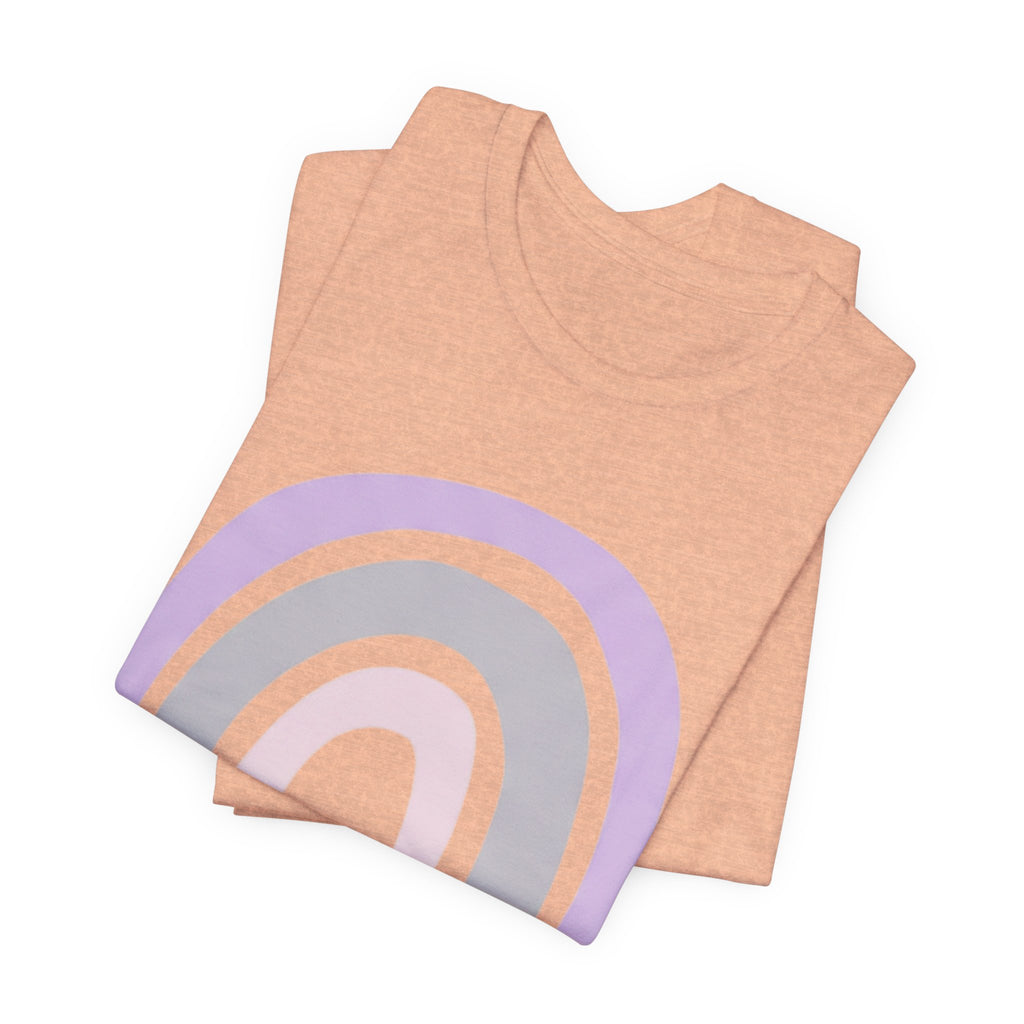 Pastel Rainbow Tee — Minimal Lavender & Blush Graphic T-Shirt
