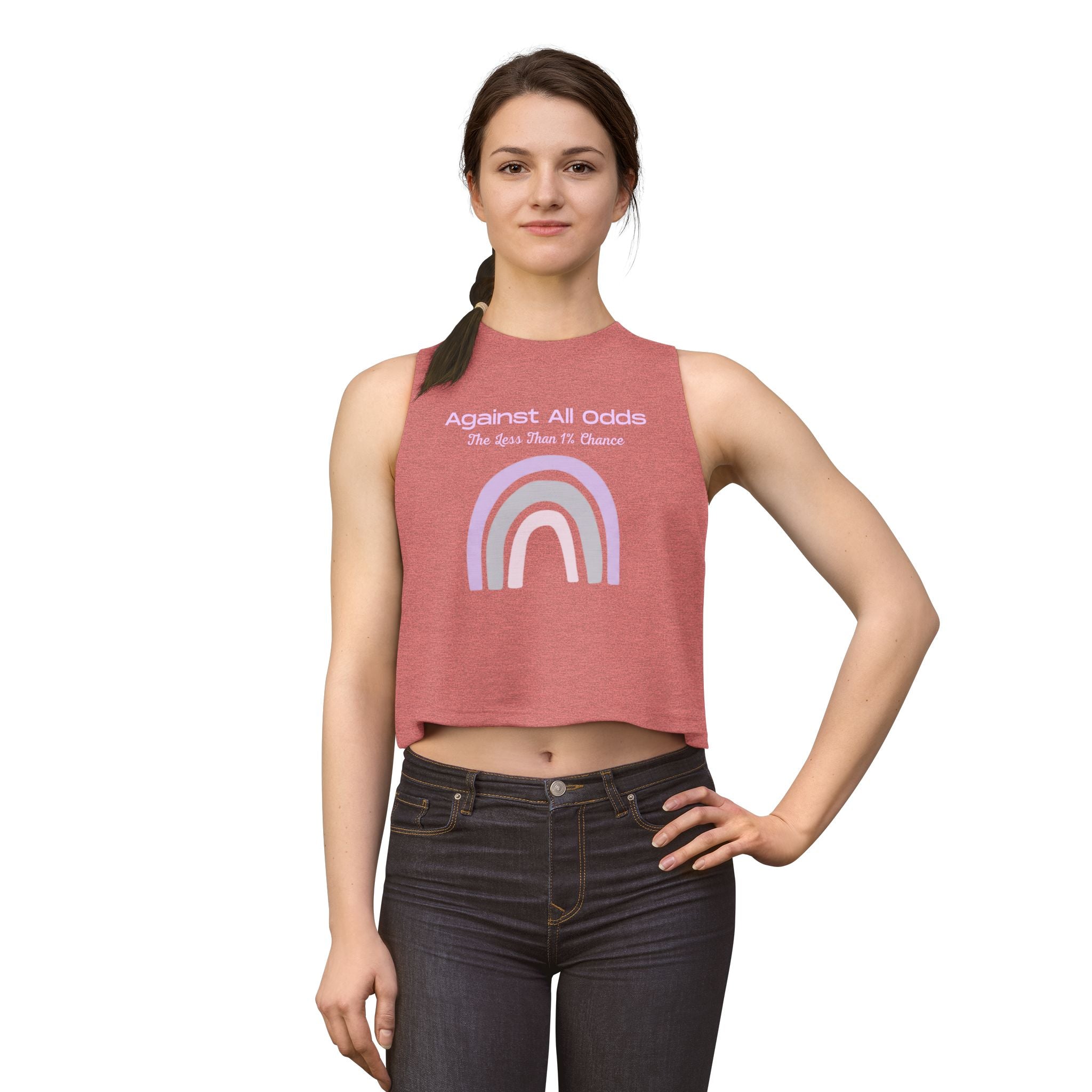 Against All Odds Rainbow Crop Top — Inspirational Pastel Graphic Tank