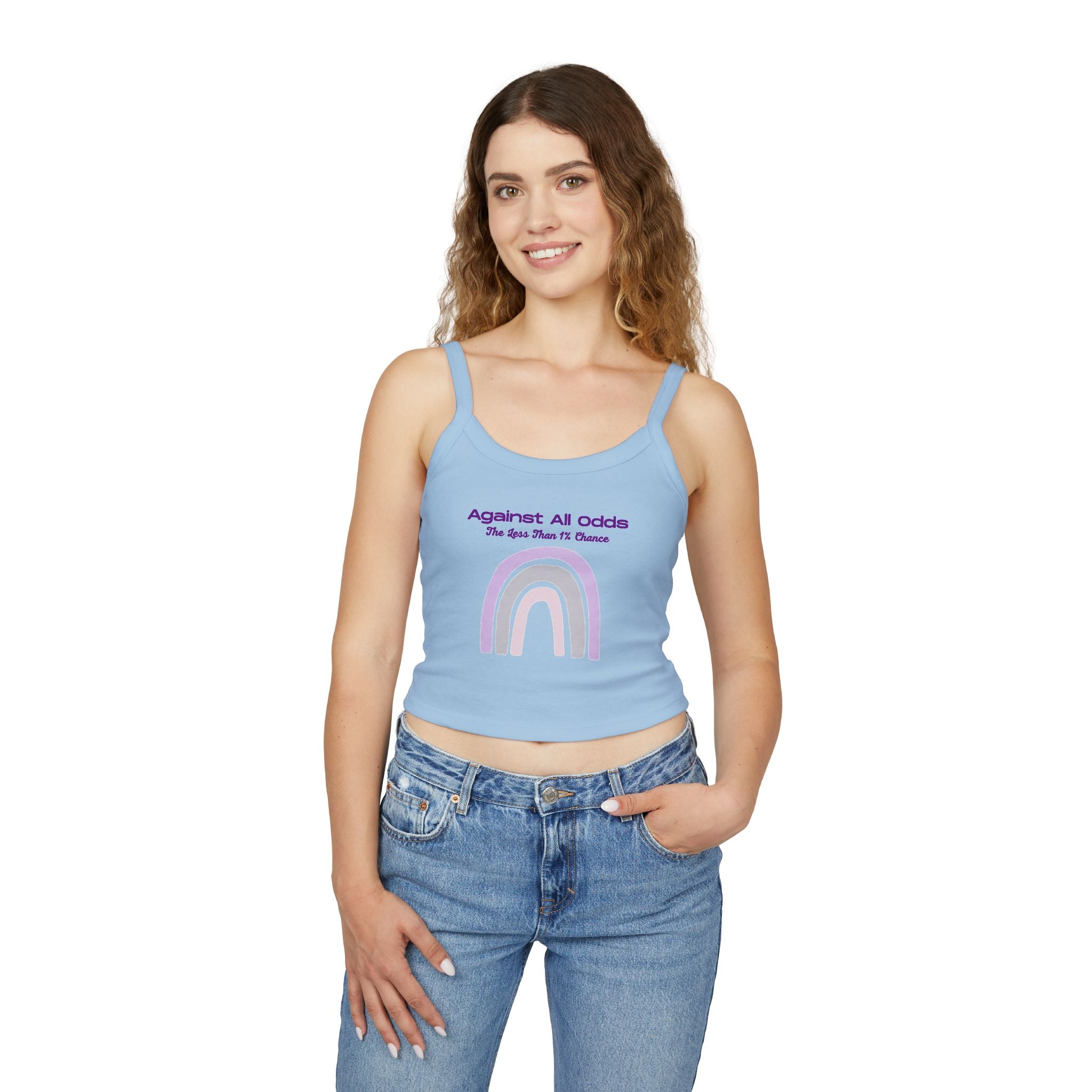 Against All Odds Rainbow Tank — Women's Inspirational Spaghetti Strap Crop Top