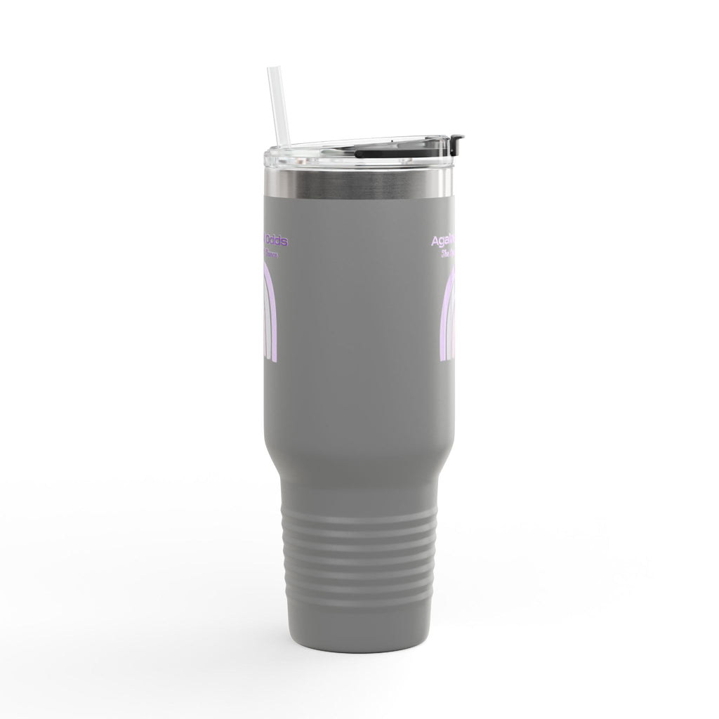 40oz Insulated Travel Mug — Pastel Rainbow "Against All Odds: The Less Than 1% Chance" Design