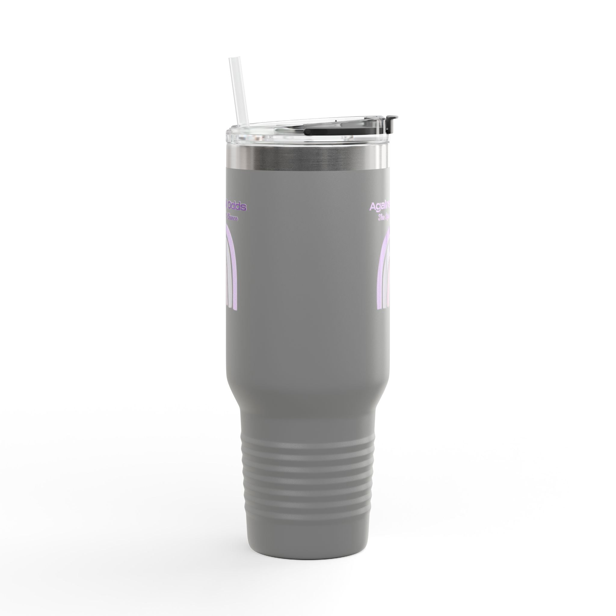 40oz Insulated Travel Mug — Pastel Rainbow "Against All Odds: The Less Than 1% Chance" Design