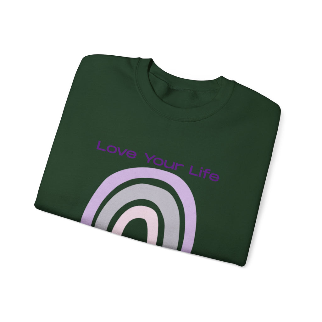 Crewneck Sweatshirt — "Love Your Life" Pastel Rainbow Casual Pullover
