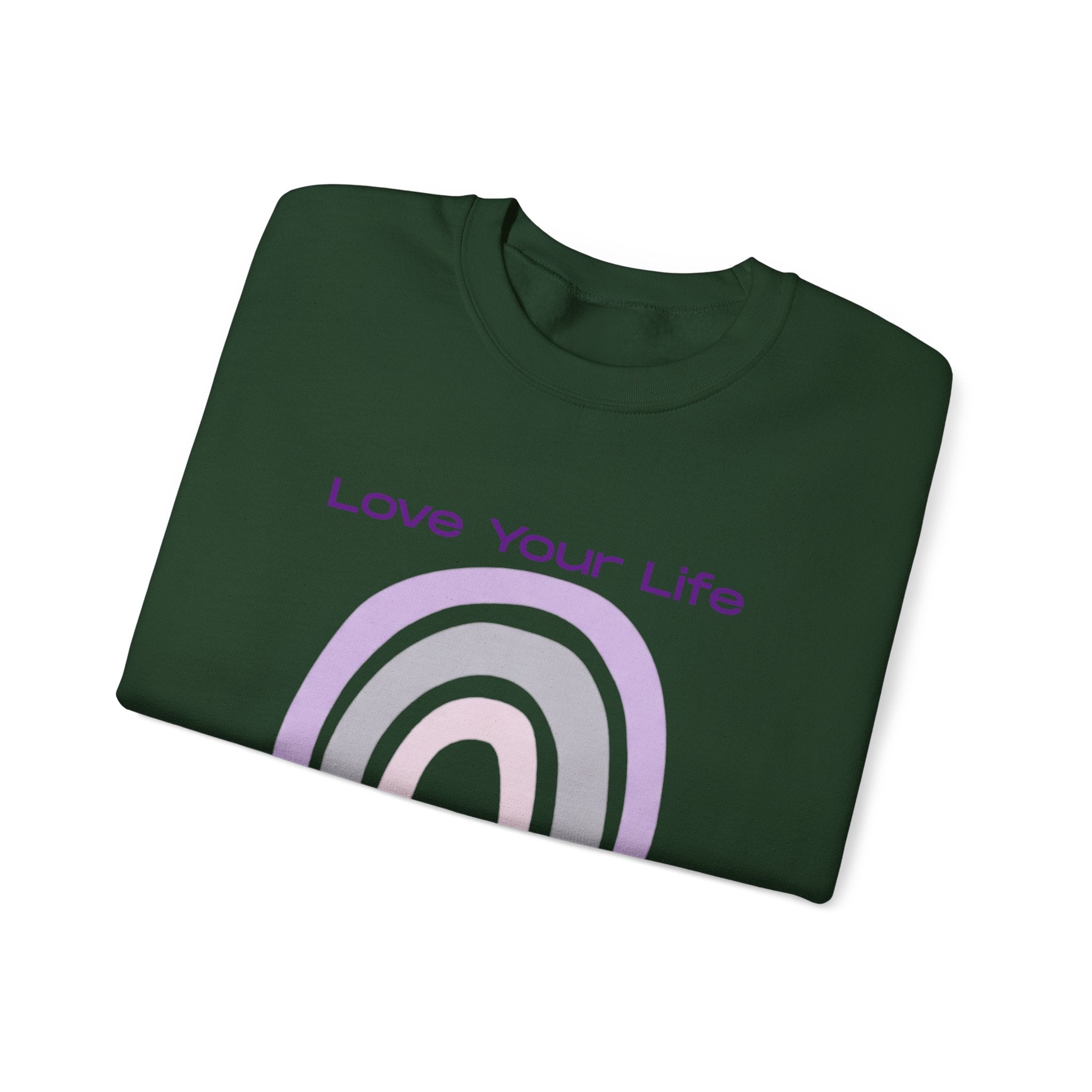 Crewneck Sweatshirt — "Love Your Life" Pastel Rainbow Casual Pullover