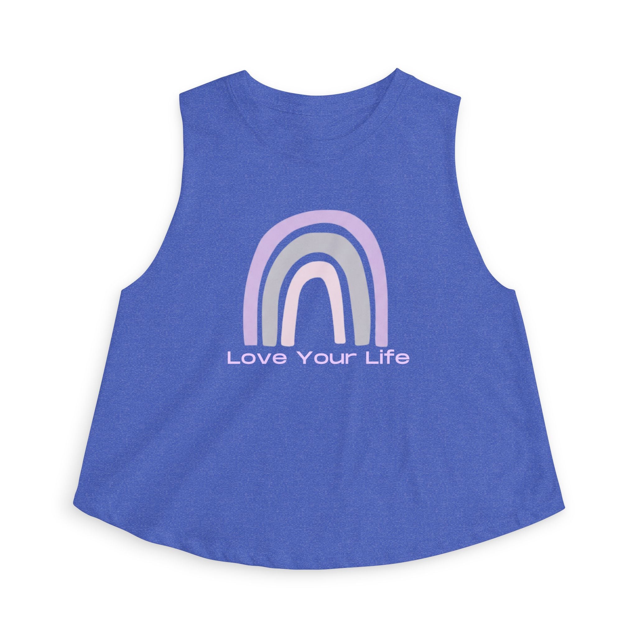 Love Your Life Rainbow Crop Top — Pastel Motivational Women's Tank