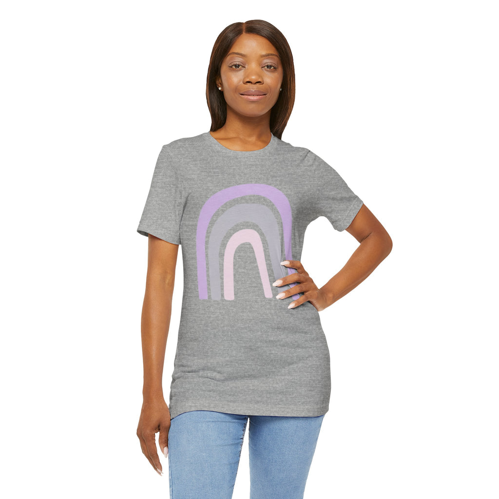 Pastel Rainbow Tee — Minimal Lavender & Blush Graphic T-Shirt