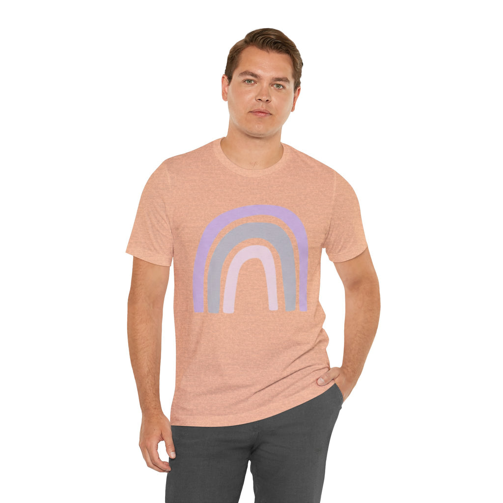 Pastel Rainbow Tee — Minimal Lavender & Blush Graphic T-Shirt