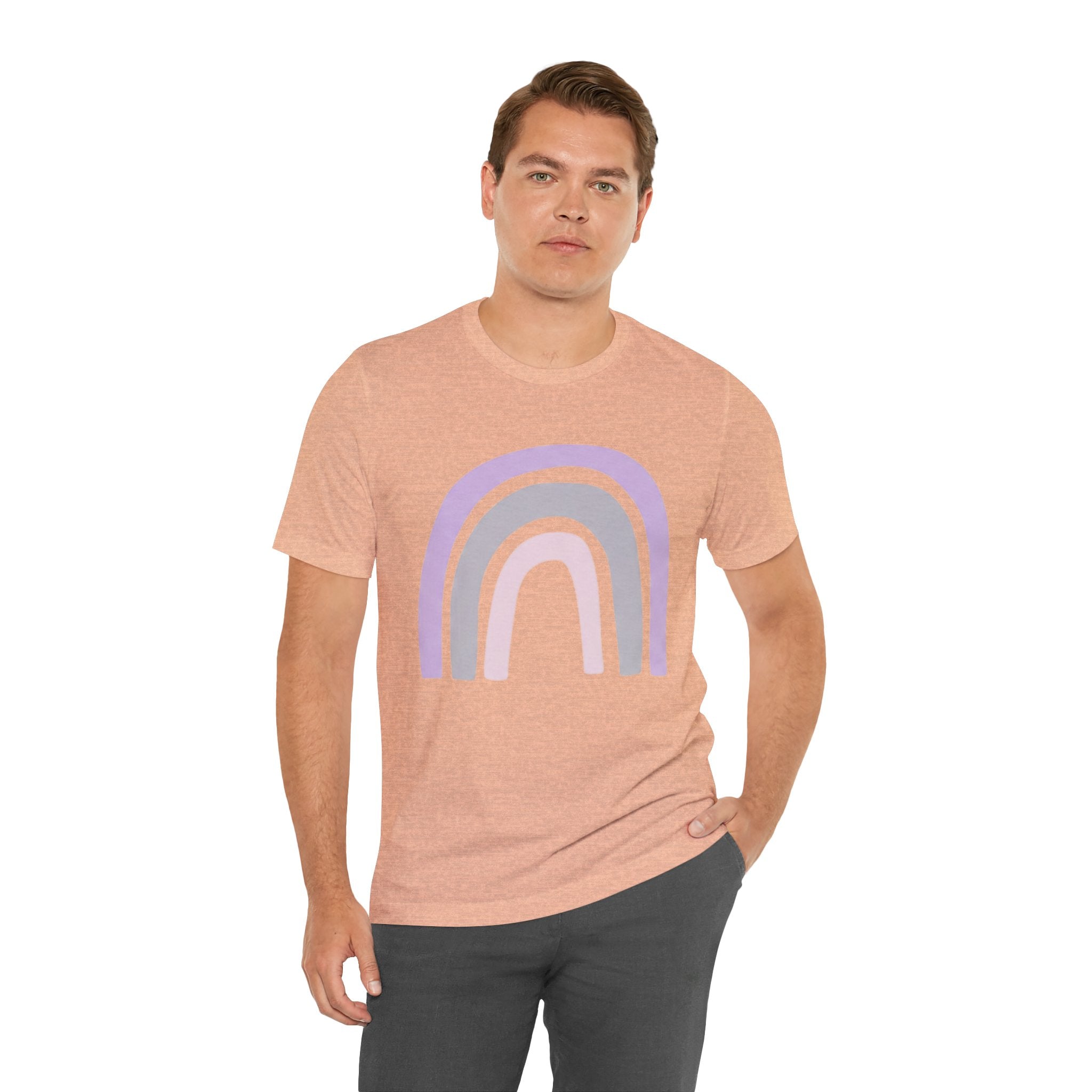 Pastel Rainbow Tee — Minimal Lavender & Blush Graphic T-Shirt