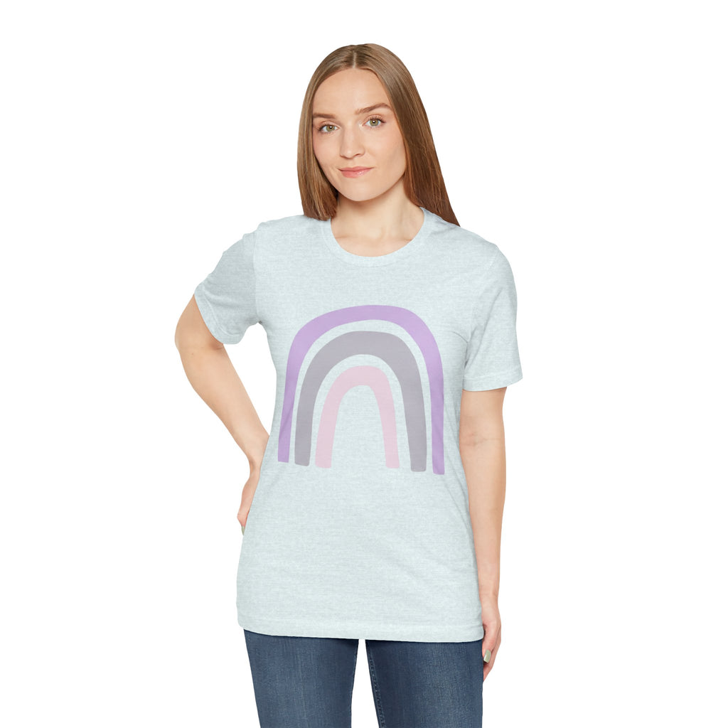 Pastel Rainbow Tee — Minimal Lavender & Blush Graphic T-Shirt