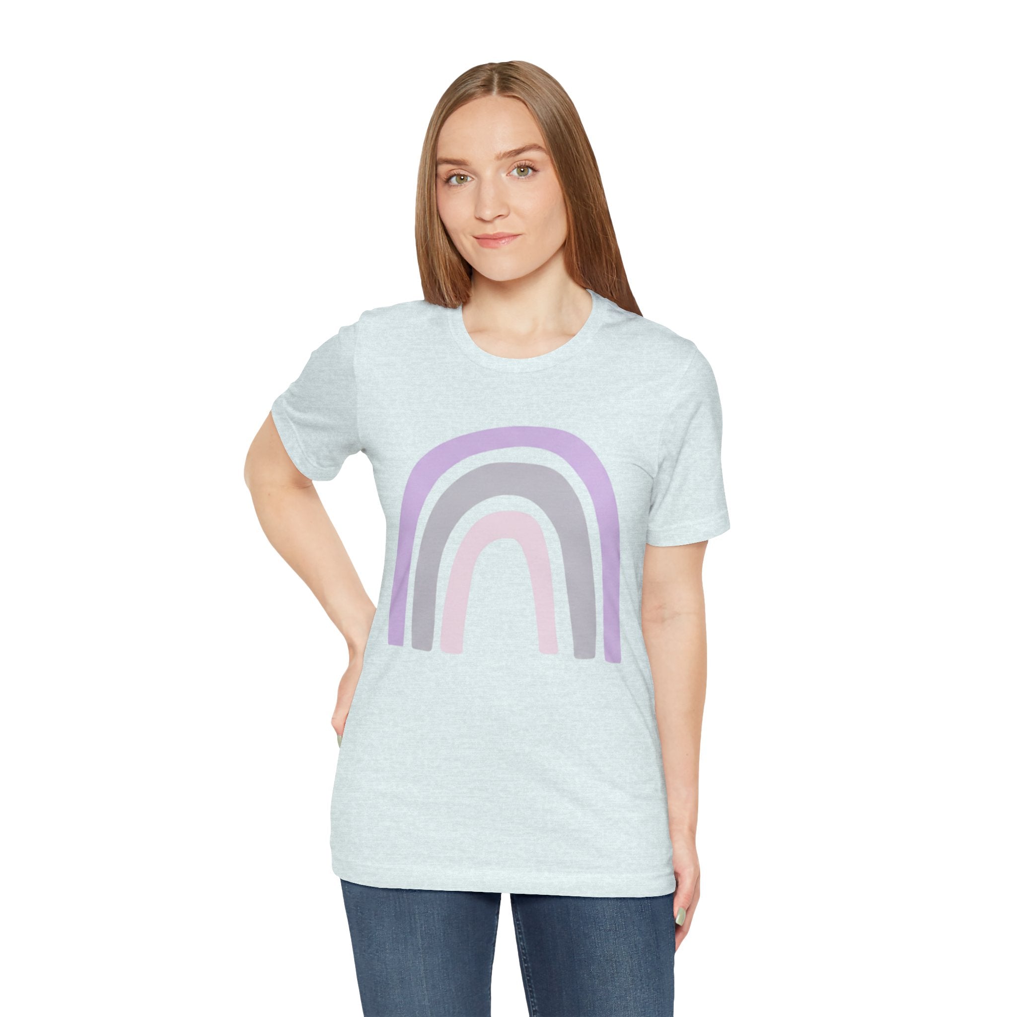 Pastel Rainbow Tee — Minimal Lavender & Blush Graphic T-Shirt