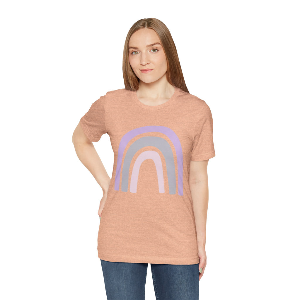 Pastel Rainbow Tee — Minimal Lavender & Blush Graphic T-Shirt