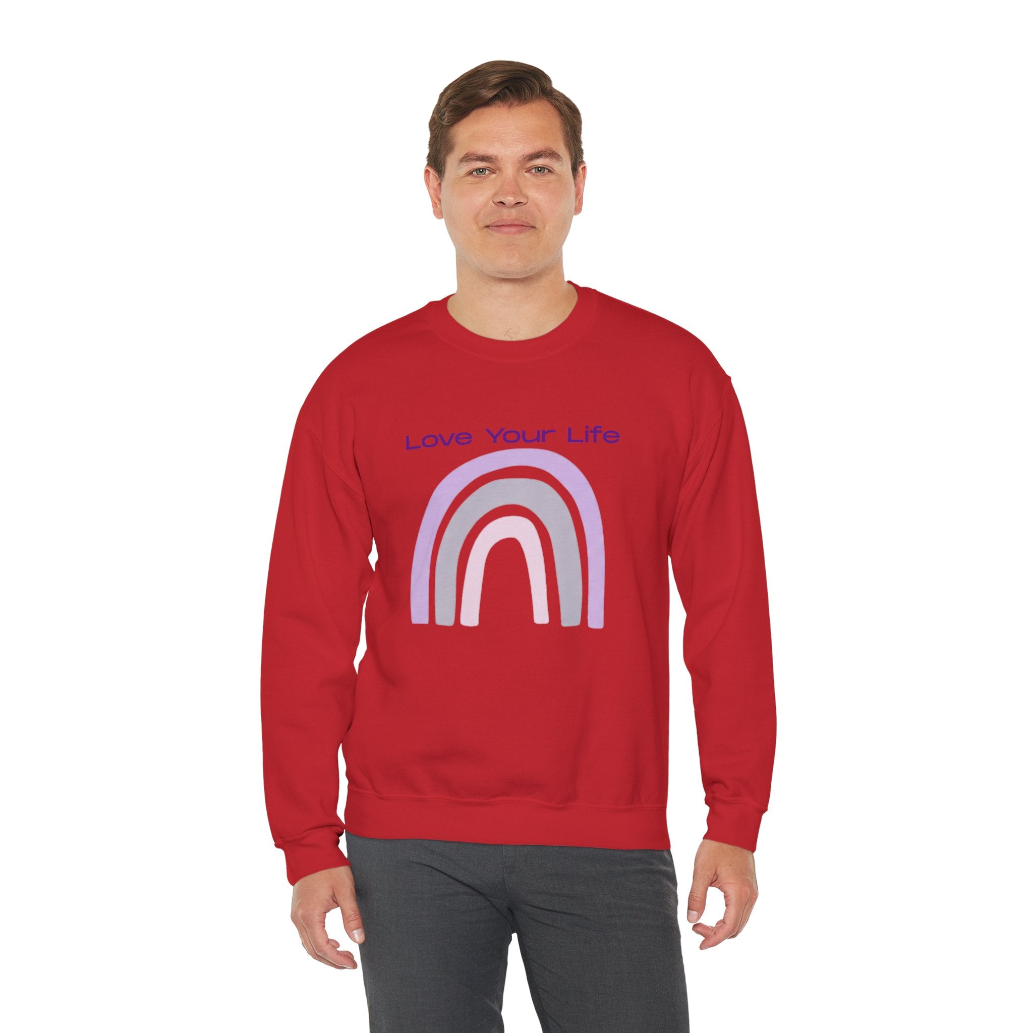 Crewneck Sweatshirt — "Love Your Life" Pastel Rainbow Casual Pullover