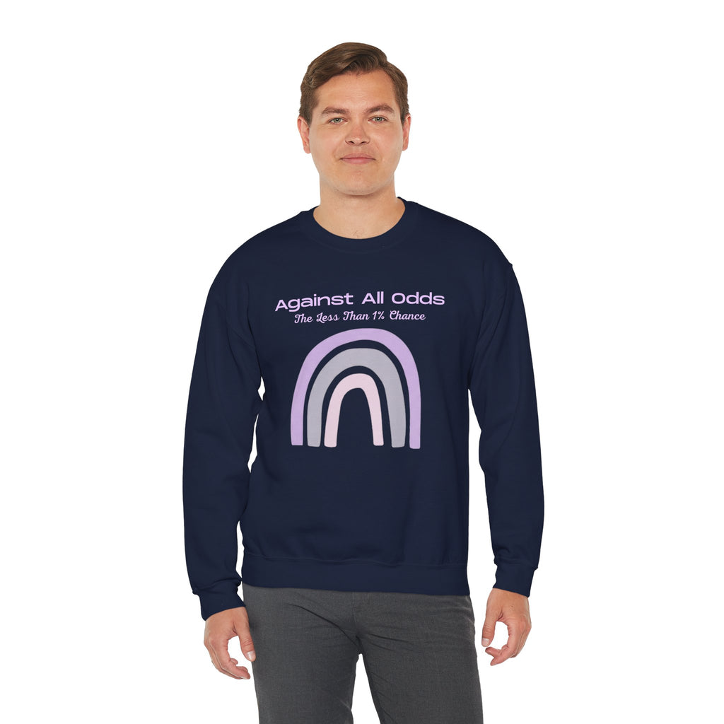 Crewneck Sweatshirt — Pastel Rainbow “Against All Odds” Inspirational Pullover