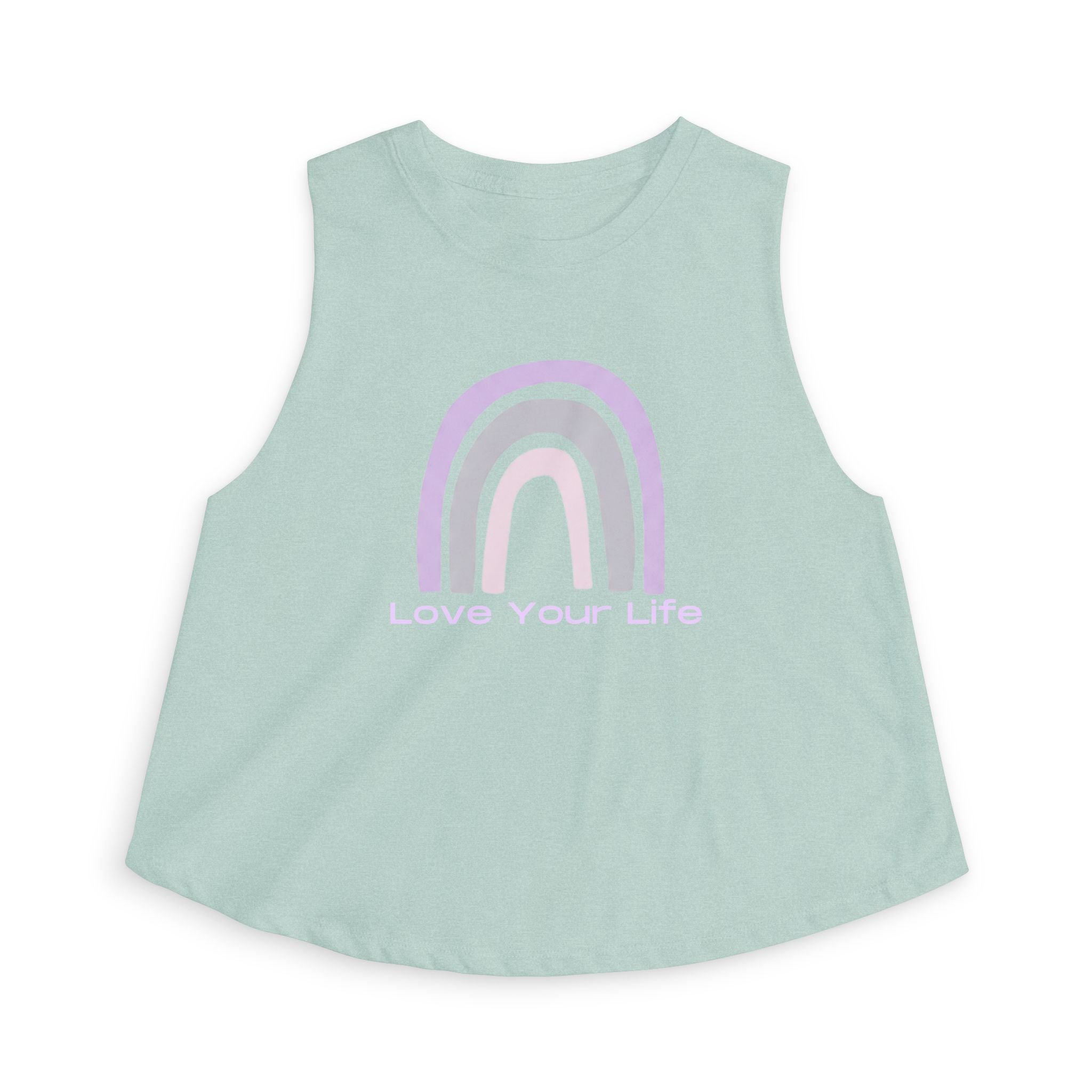 Love Your Life Rainbow Crop Top — Pastel Motivational Women's Tank