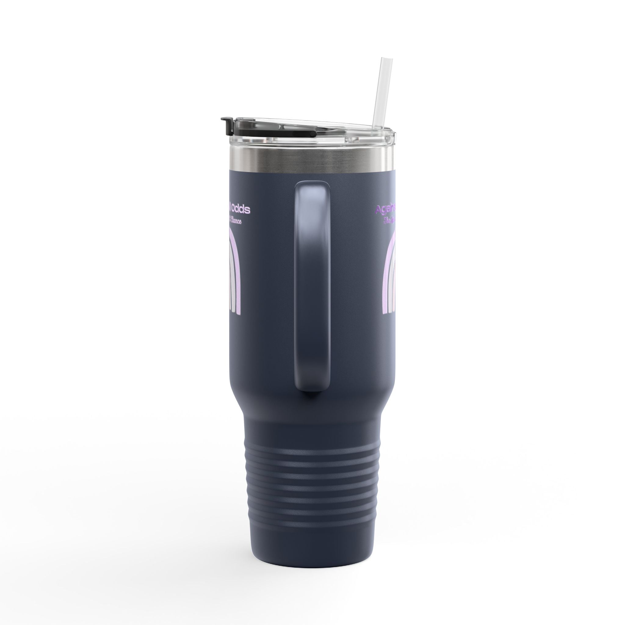 40oz Insulated Travel Mug — Pastel Rainbow "Against All Odds: The Less Than 1% Chance" Design