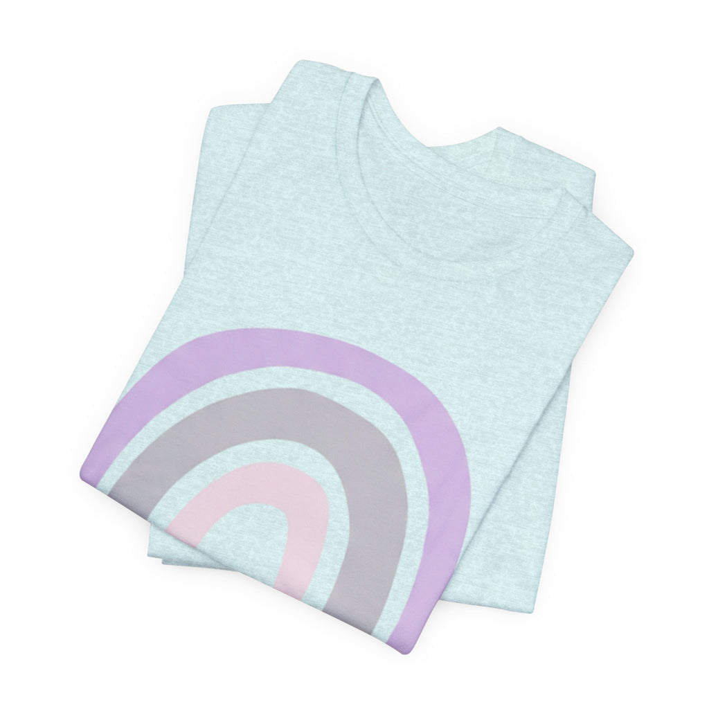 Pastel Rainbow Tee — Minimal Lavender & Blush Graphic T-Shirt