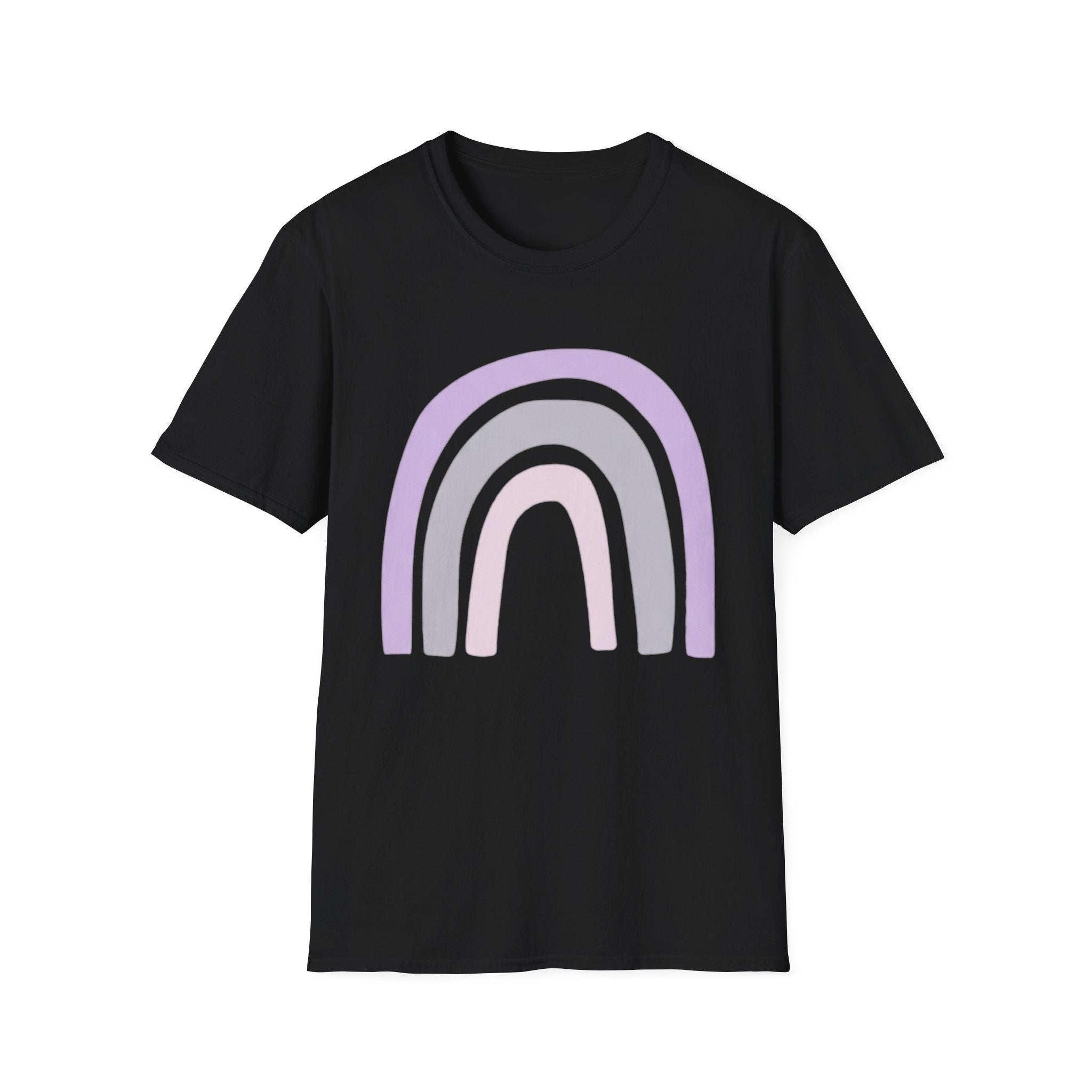 Pastel Rainbow T-Shirt — Minimal Lavender & Grey Rainbow Tee