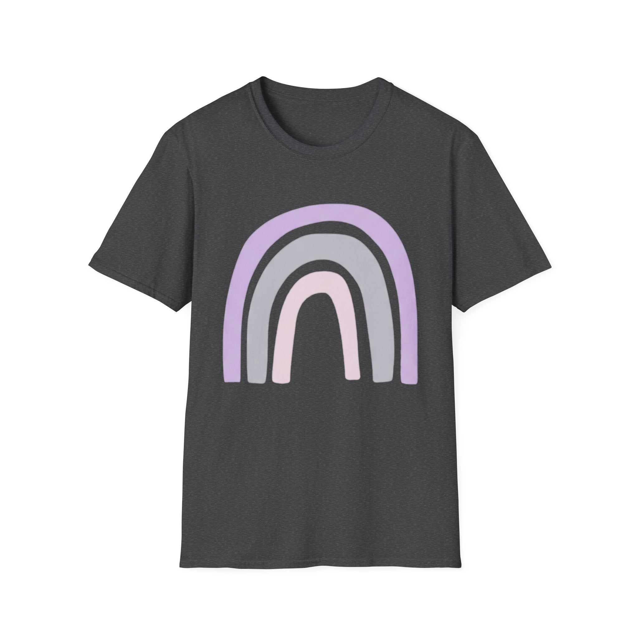 Pastel Rainbow T-Shirt — Minimal Lavender & Grey Rainbow Tee