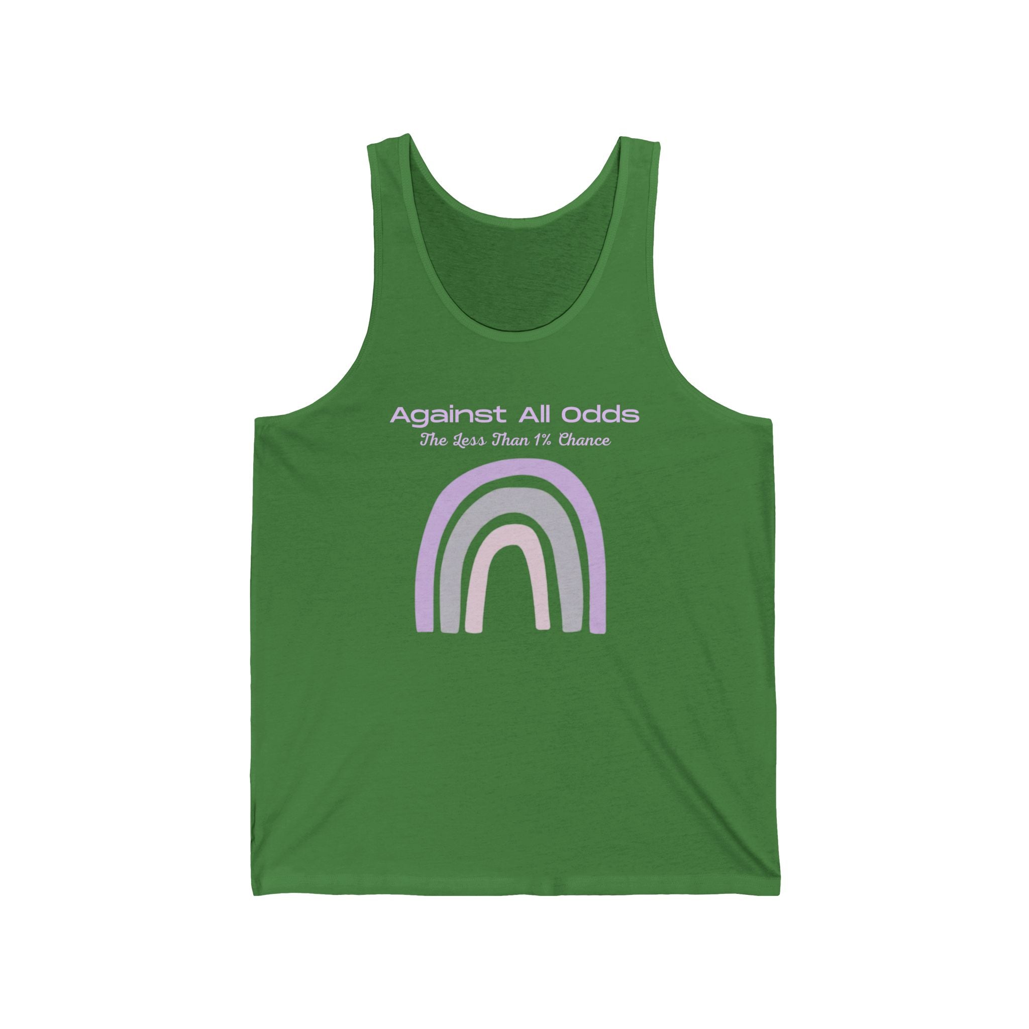 Pastel Rainbow Tank Top — "Against All Odds" Minimal Graphic