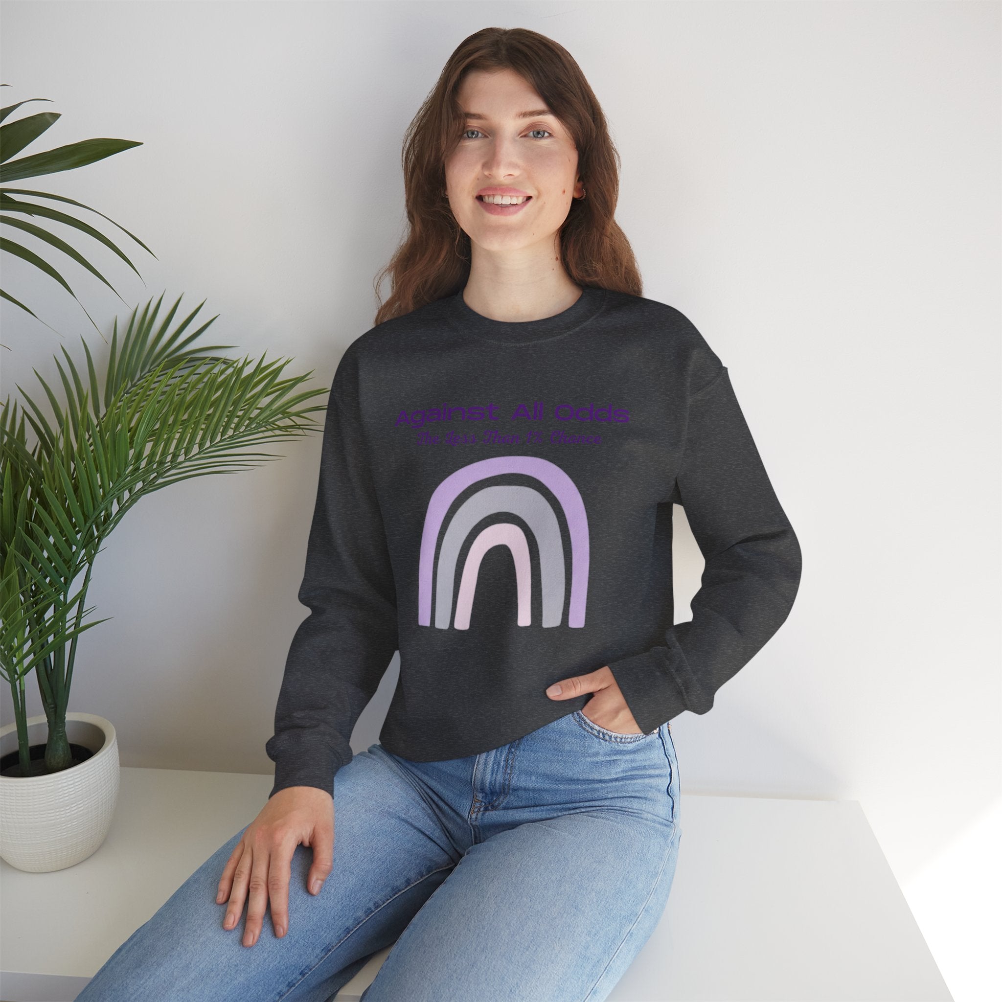 Crewneck Sweatshirt — "Against All Odds" Pastel Rainbow Inspirational Pullover