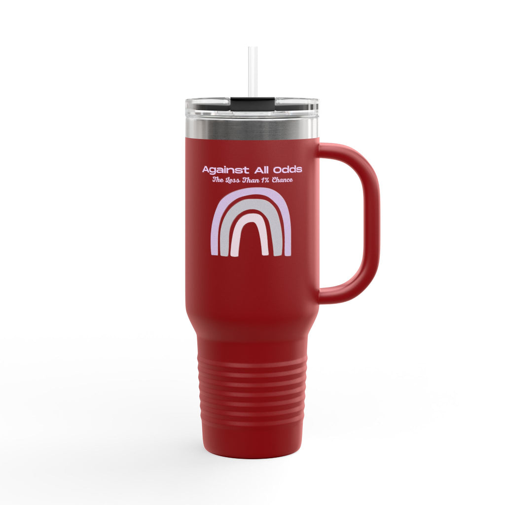 40oz Insulated Travel Mug — Pastel Rainbow "Against All Odds: The Less Than 1% Chance" Design