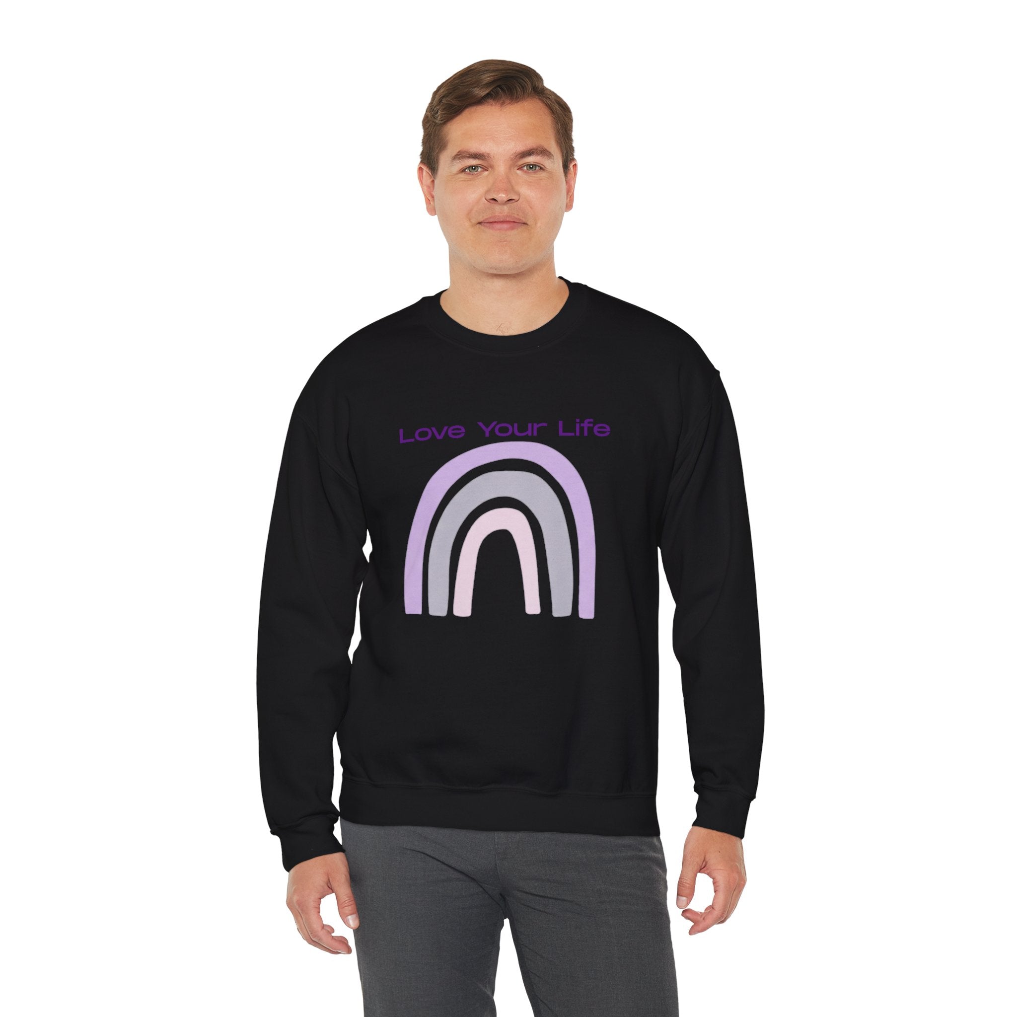 Crewneck Sweatshirt — "Love Your Life" Pastel Rainbow Casual Pullover