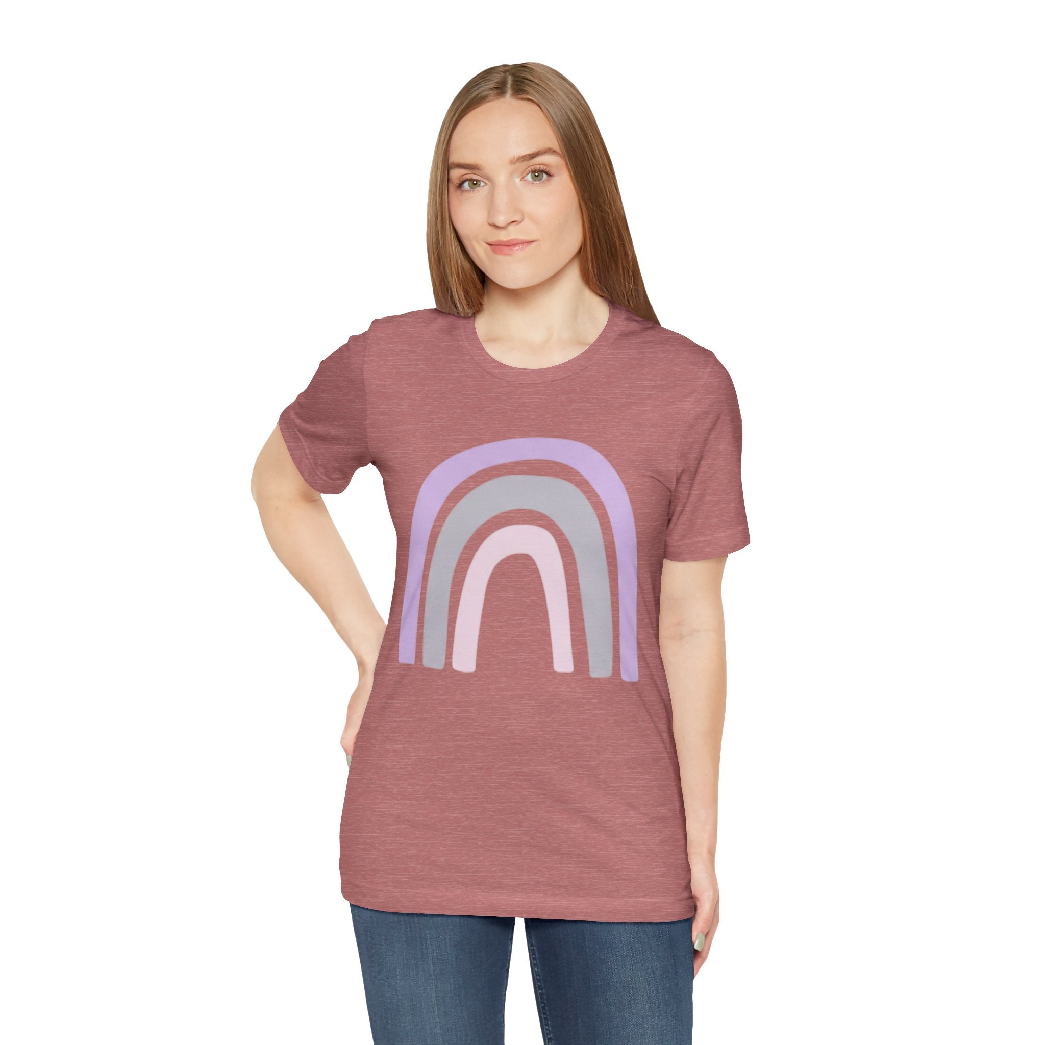Pastel Rainbow Tee — Minimal Lavender & Blush Graphic T-Shirt