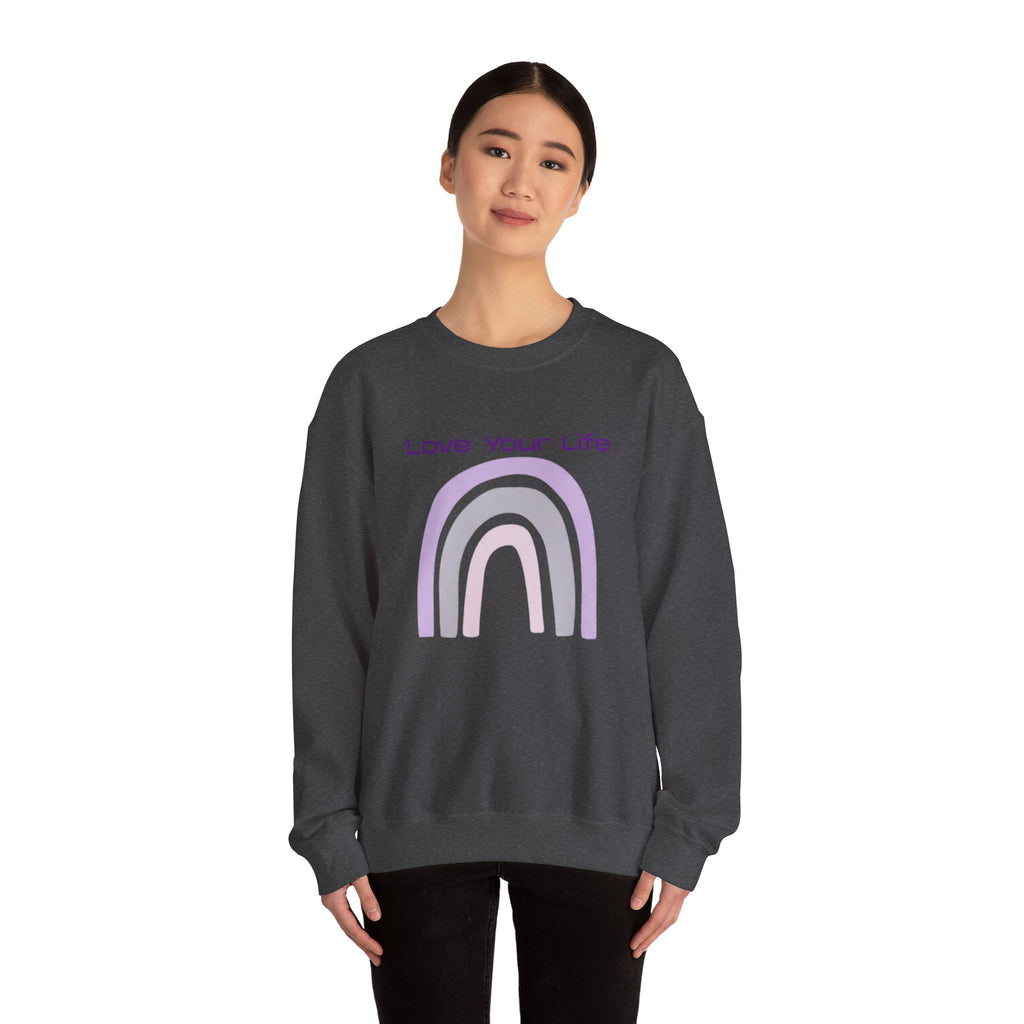 Crewneck Sweatshirt — "Love Your Life" Pastel Rainbow Casual Pullover