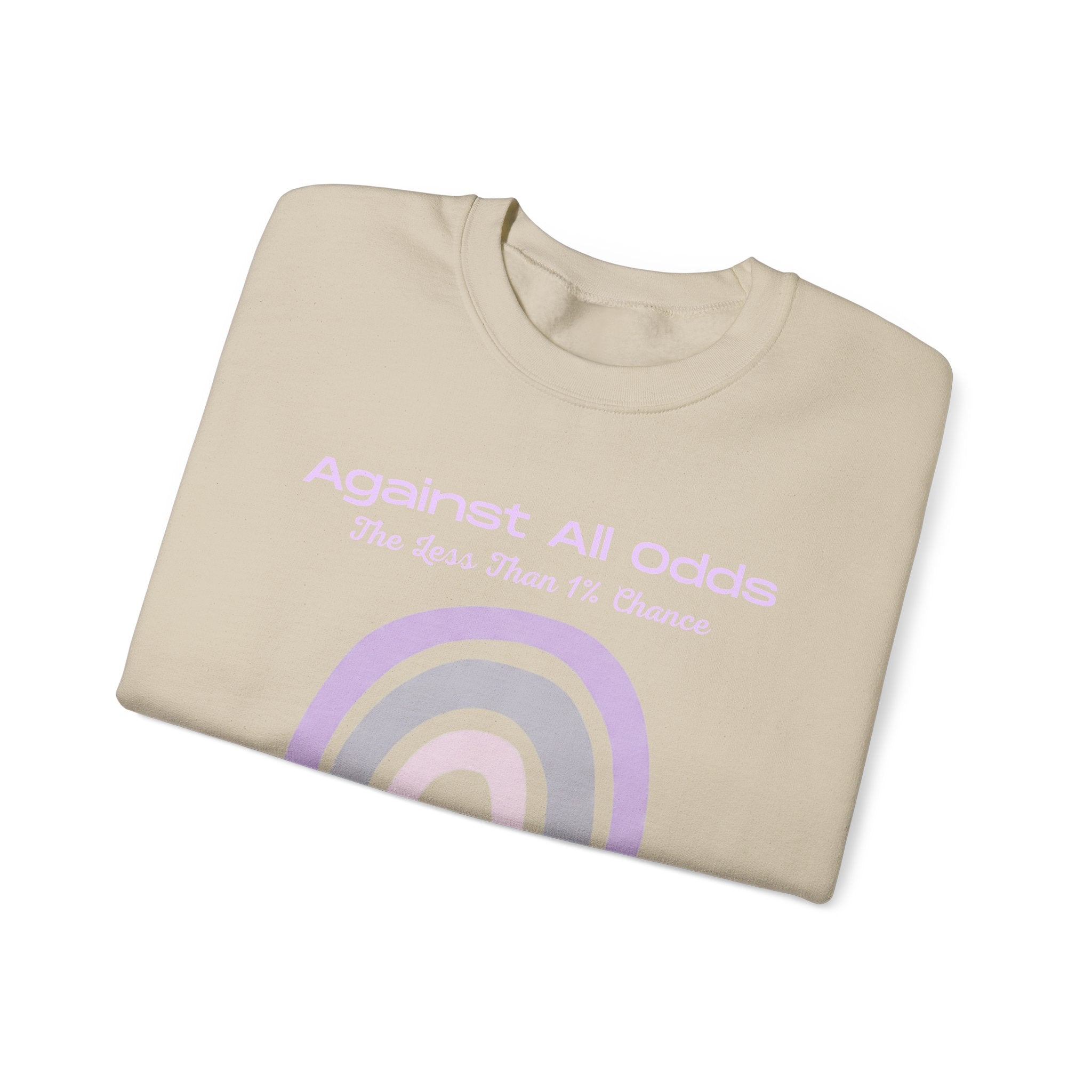 Crewneck Sweatshirt — Pastel Rainbow “Against All Odds” Inspirational Pullover