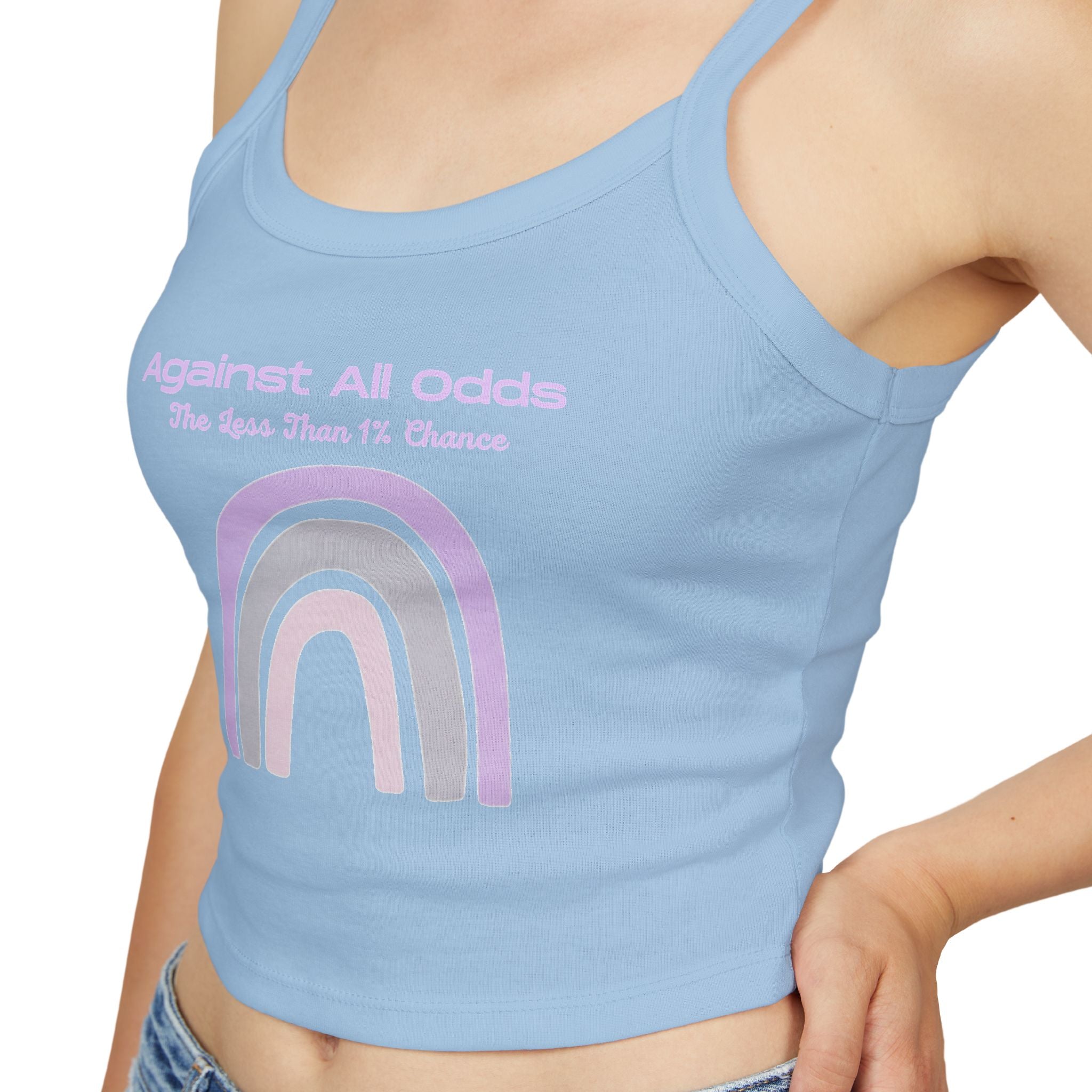Spaghetti Tank — 'Against All Odds' Pastel Rainbow Crop Top