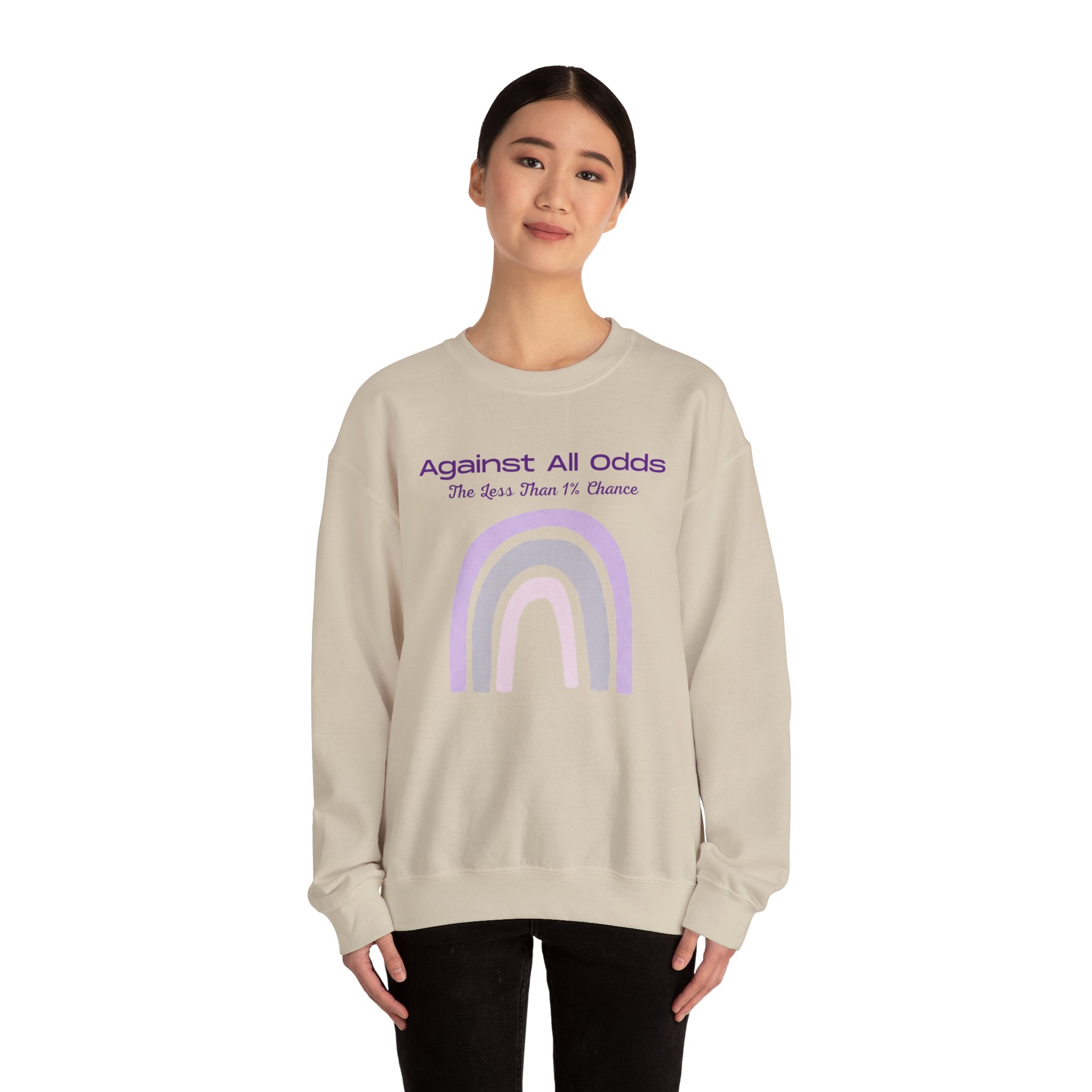 Crewneck Sweatshirt — "Against All Odds" Pastel Rainbow Inspirational Pullover