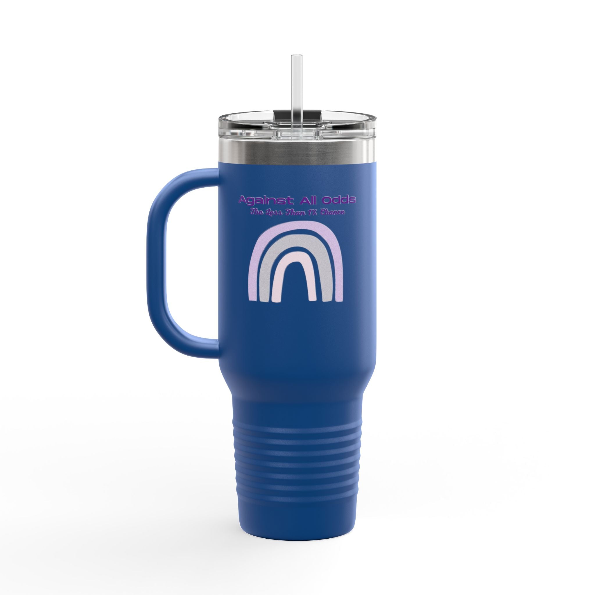 40oz Insulated Travel Mug — Pastel Rainbow "Against All Odds: The Less Than 1% Chance" Design