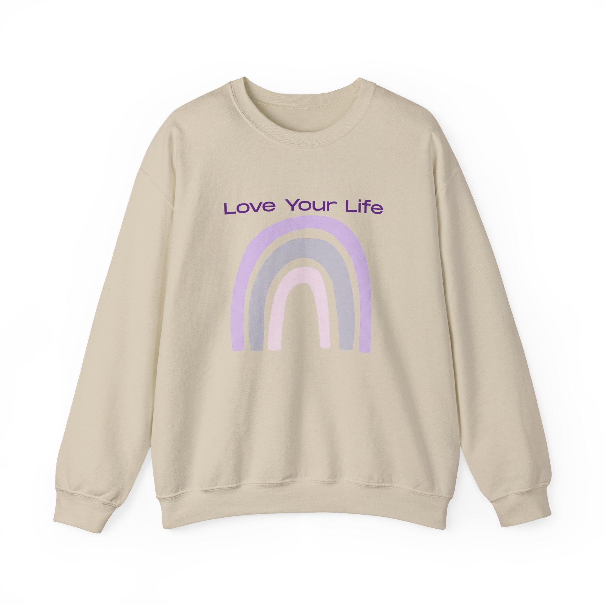 Crewneck Sweatshirt — "Love Your Life" Pastel Rainbow Casual Pullover
