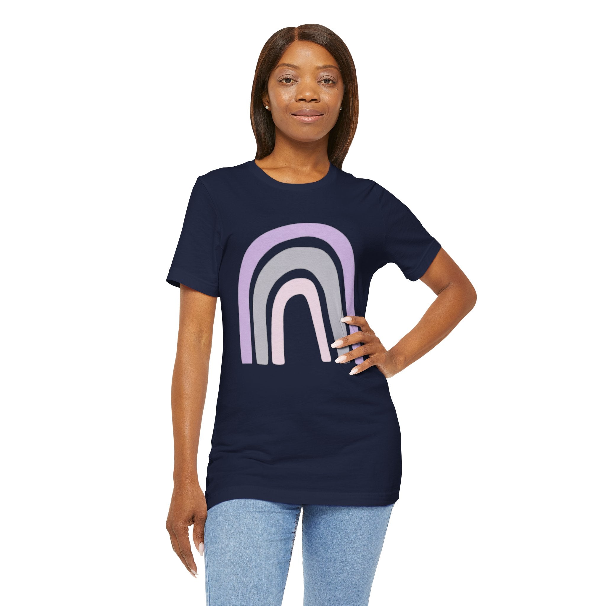 Pastel Rainbow Tee — Minimal Lavender & Blush Graphic T-Shirt