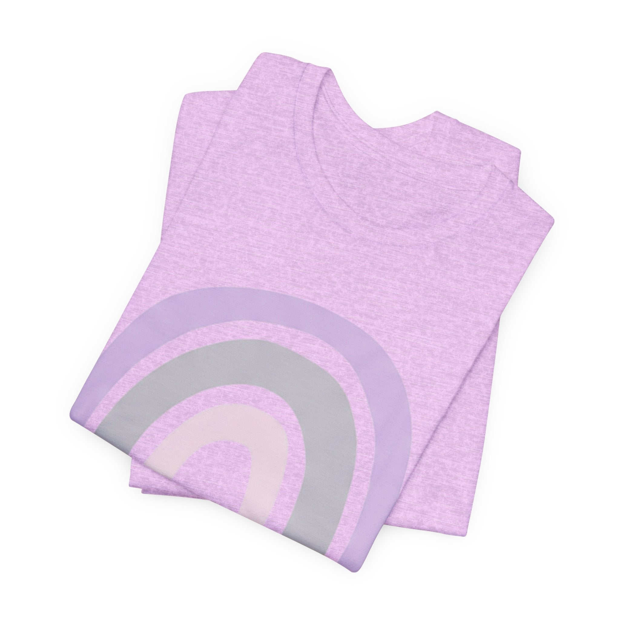 Pastel Rainbow Tee — Minimal Lavender & Blush Graphic T-Shirt