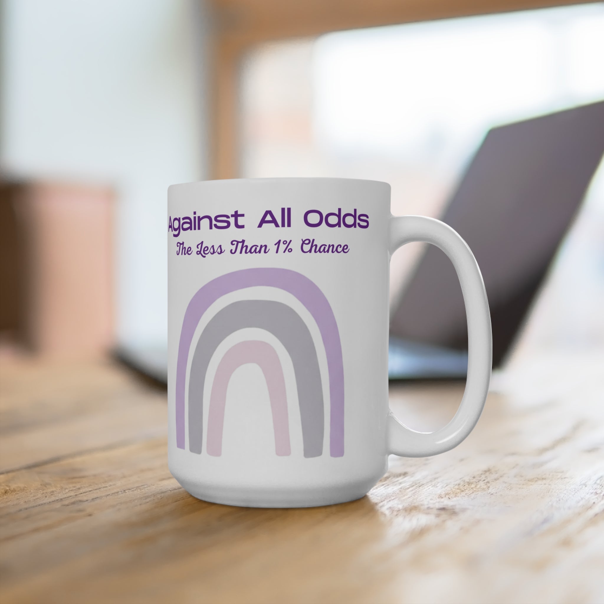 Against All Odds 15oz Mug — Pastel Rainbow Inspirational Coffee Cup
