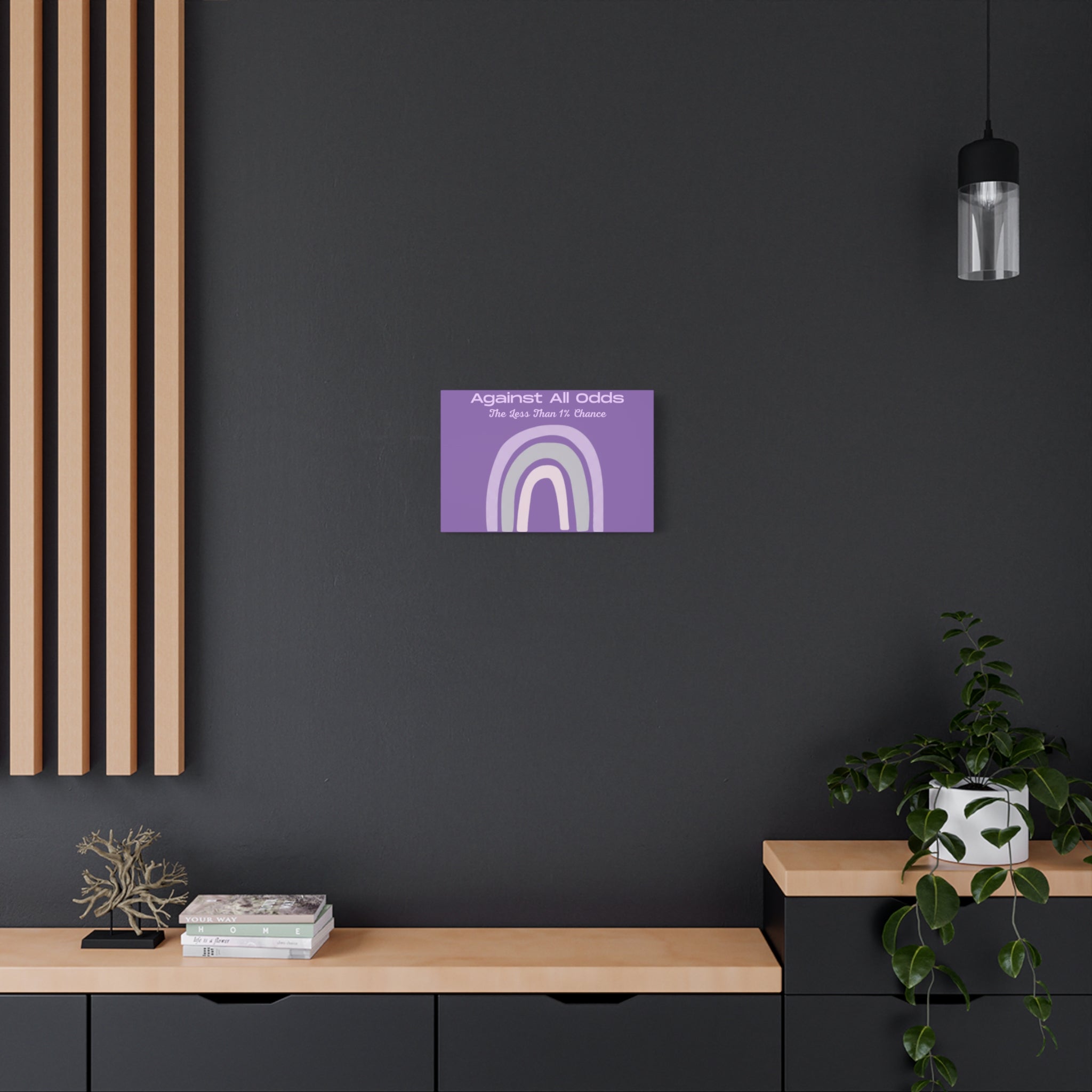 Against All Odds Purple Rainbow Canvas Wall Art — "The Less Than 1% Chance"
