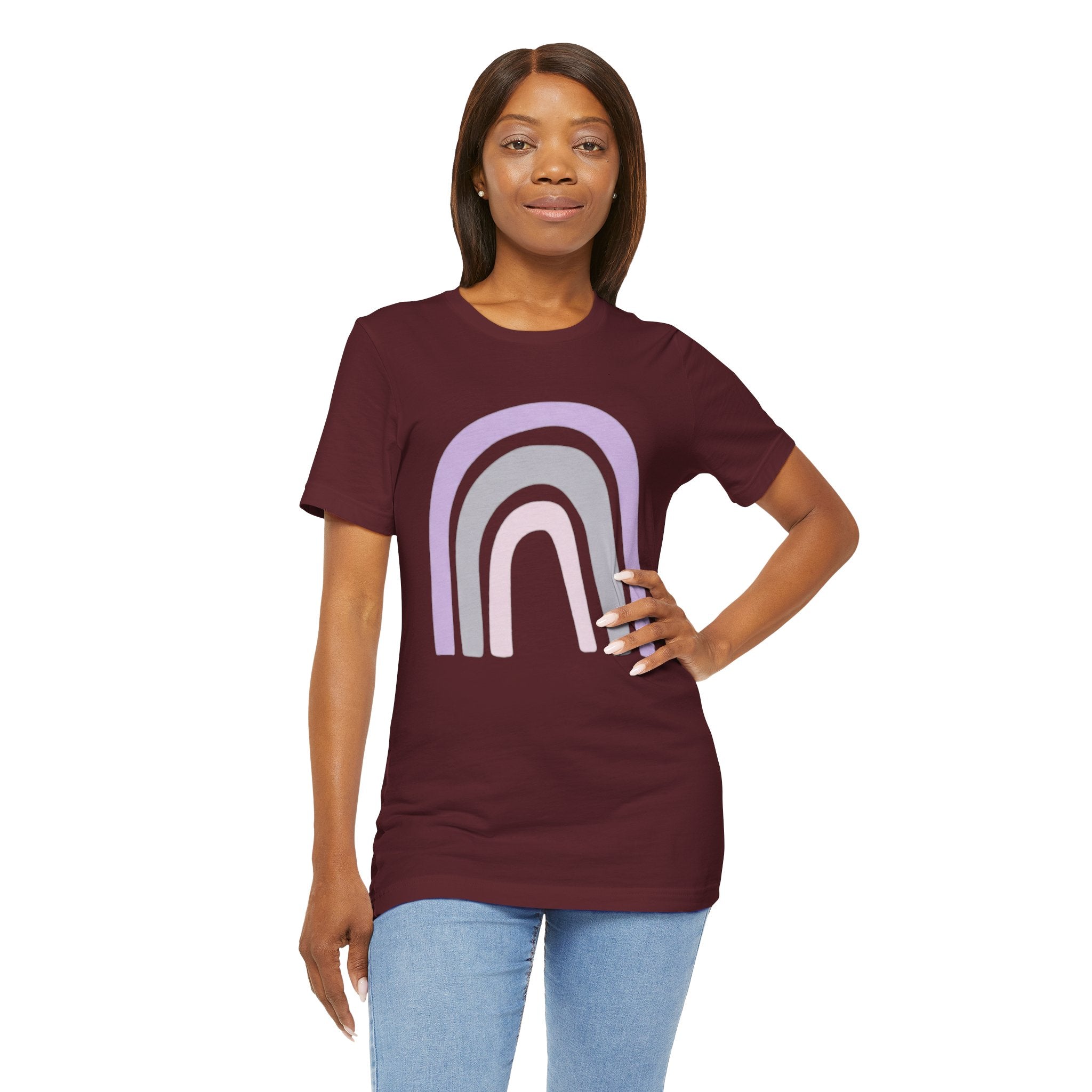 Pastel Rainbow Tee — Minimal Lavender & Blush Graphic T-Shirt